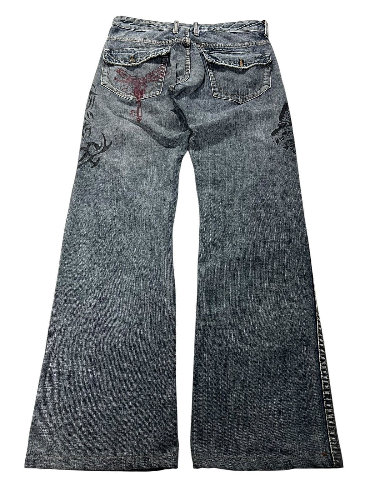 14th Addiction 💥Flare💥Semantic Design Printed Distress Punk Jeans Size US 30 / EU 46 - 2 Thumbnail