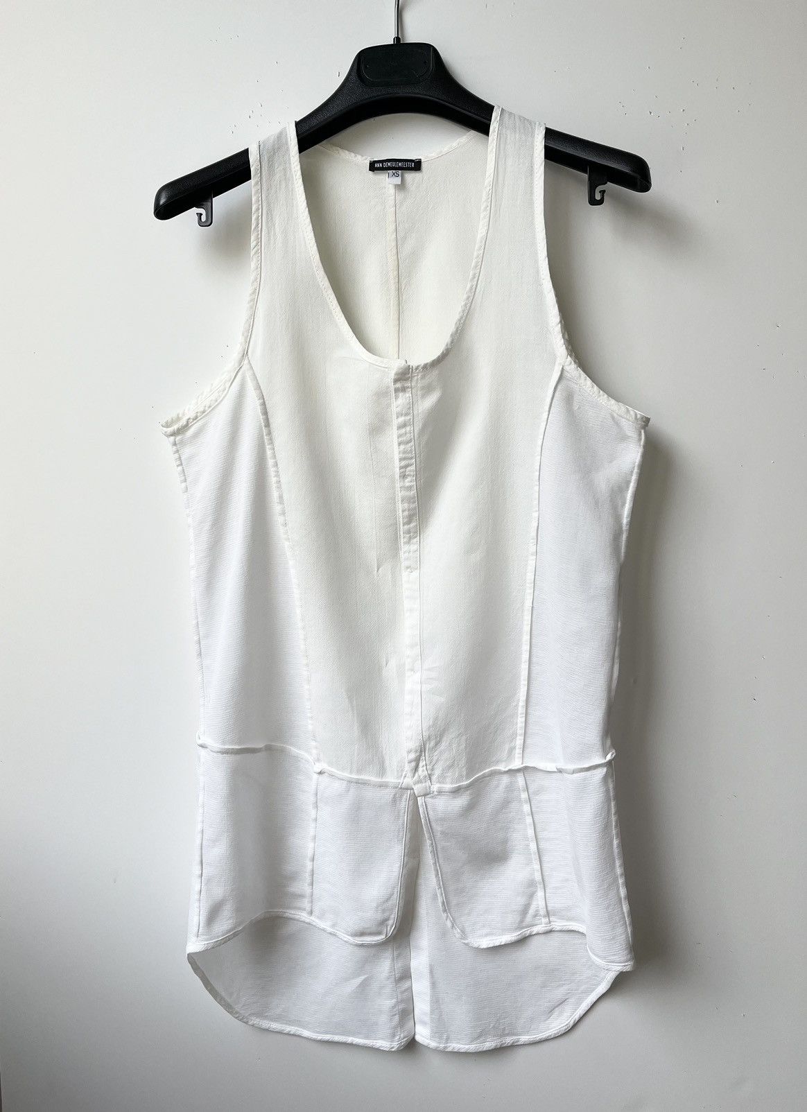 image of Ann Demeulemeester White Sleeveless Shirt, Men's (Size XS)