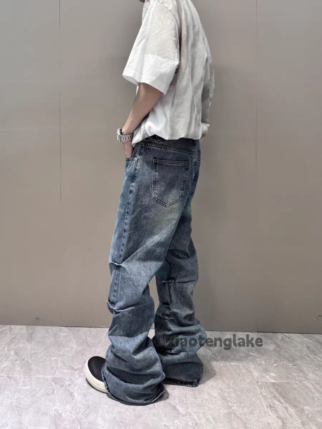 Jean × Vintage washed faded punk grunge bootcut flared hiphop jeans Size US 32 / EU 48 - 3 Thumbnail