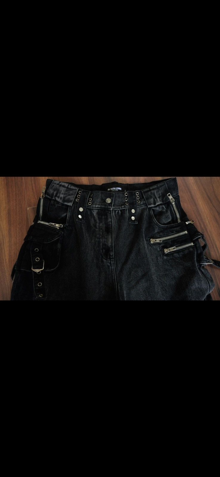 No Faith Studios No/Faith Studios Black Heavy Cargo Jeans XL Size US 36 / EU 52 - 4 Thumbnail