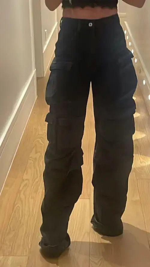 Other High Waist Patchwork Pockets Solid Minimalist Denim Trousers Size US 27 - 3 Thumbnail