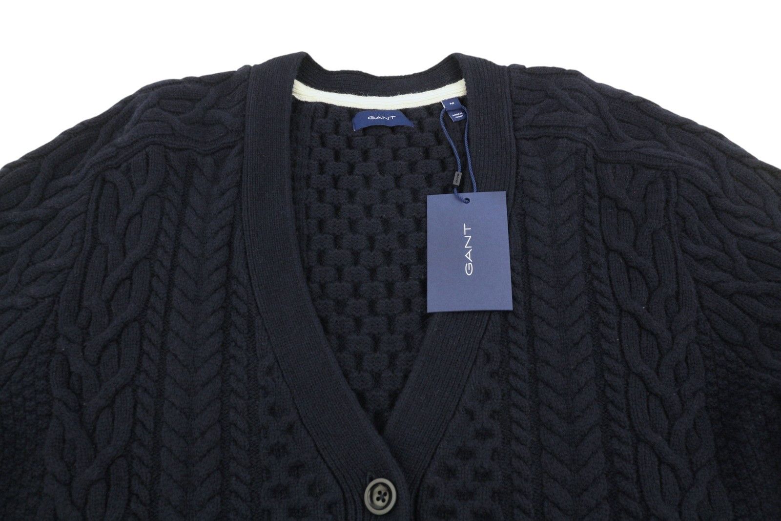 Gant ARAN CARDIGAN M Evening Blue Wool Jumper 87227 Size M / US 6-8 / IT 42-44 - 5 Thumbnail