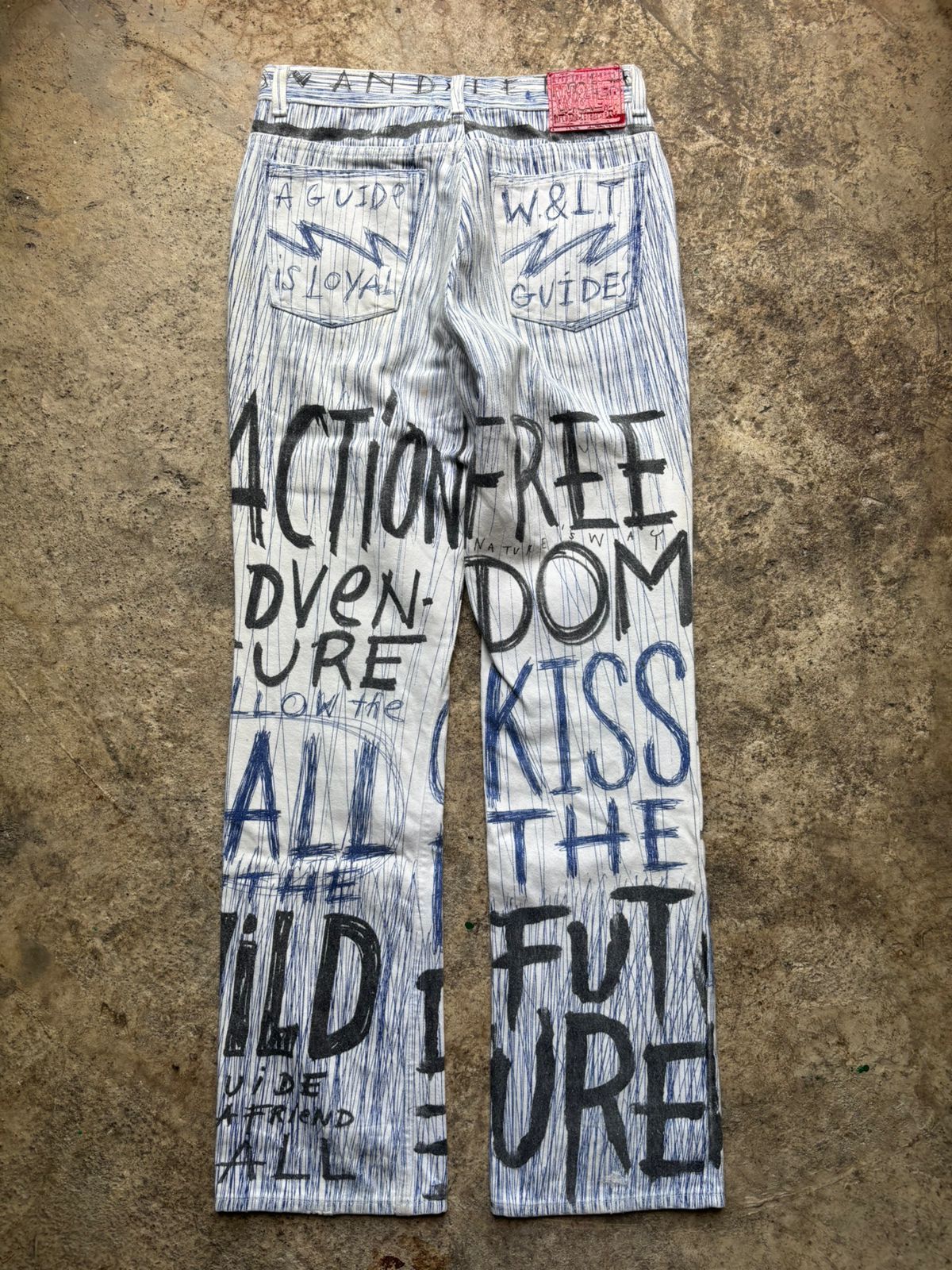 Walter Van Beirendonck W&LT SS1998 'Fetish For Beauty' Pen Denim Jeans Size US 27 - 9 Thumbnail