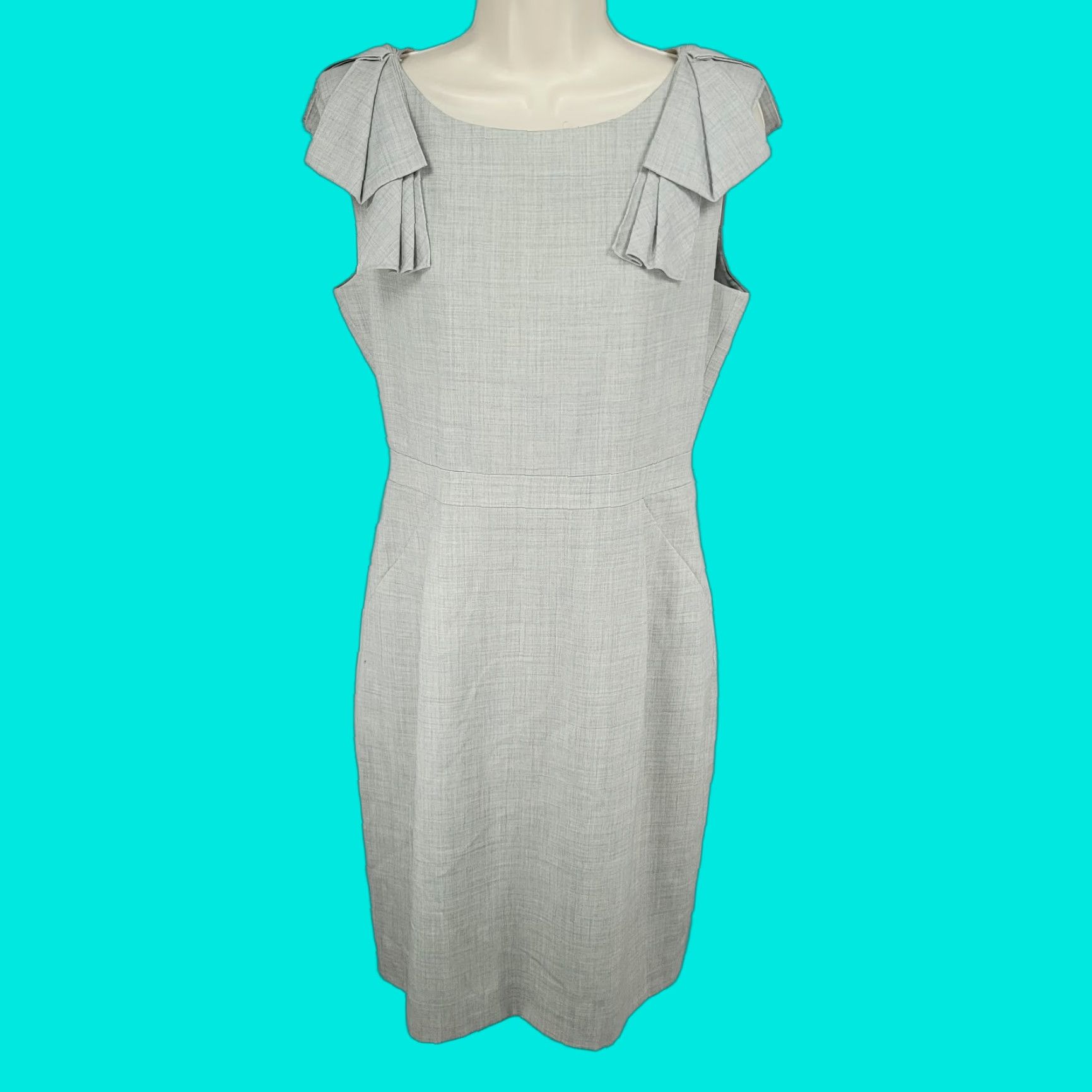 J.Crew J.CREW Gray Wool Sleeveless Ruffled Shoulder Lined Back Slit Zip Sheath Dress 6 Size M / US 6-8 / IT 42-44 - 1 Thumbnail