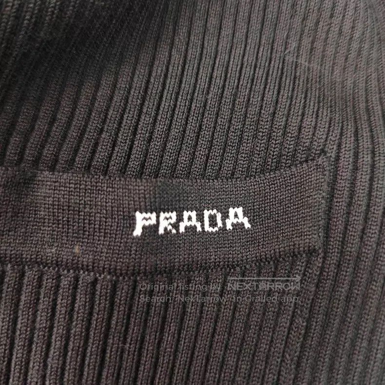 Prada Prada Black stitching design classic logo wool short-sleev Size XXS / US 00 / IT 34 - 8 Thumbnail