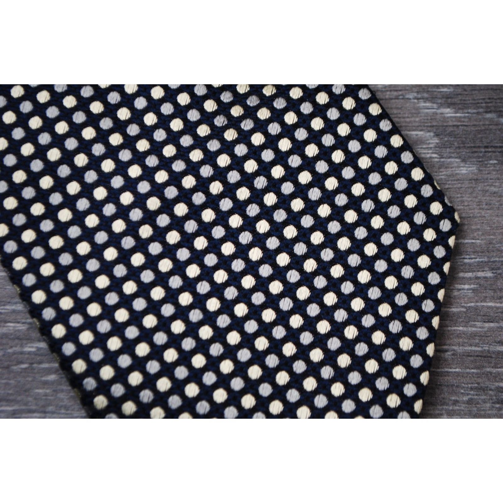 Canali VINTAGE MEN'S CANALI POLKA DOT BLACK WHITE TIE MADE IN ITALY 100% SILK LUXURY CLASSIC Size ONE SIZE - 7 Thumbnail