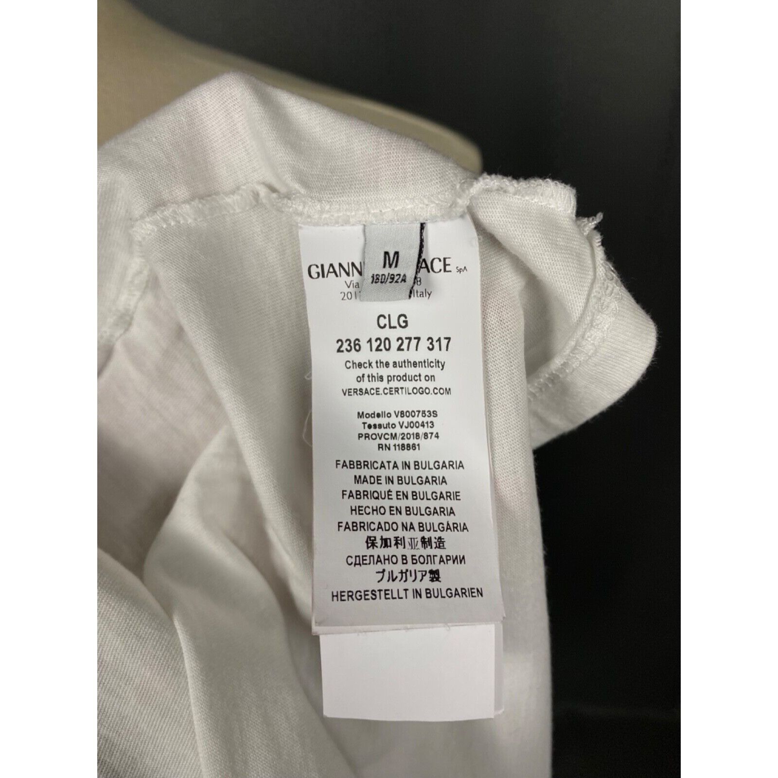 Versace Gianni Versace Big Back Medusa Logo Men's White Polo T-Shirt Size US M / EU 48-50 / 2 - 11 Thumbnail