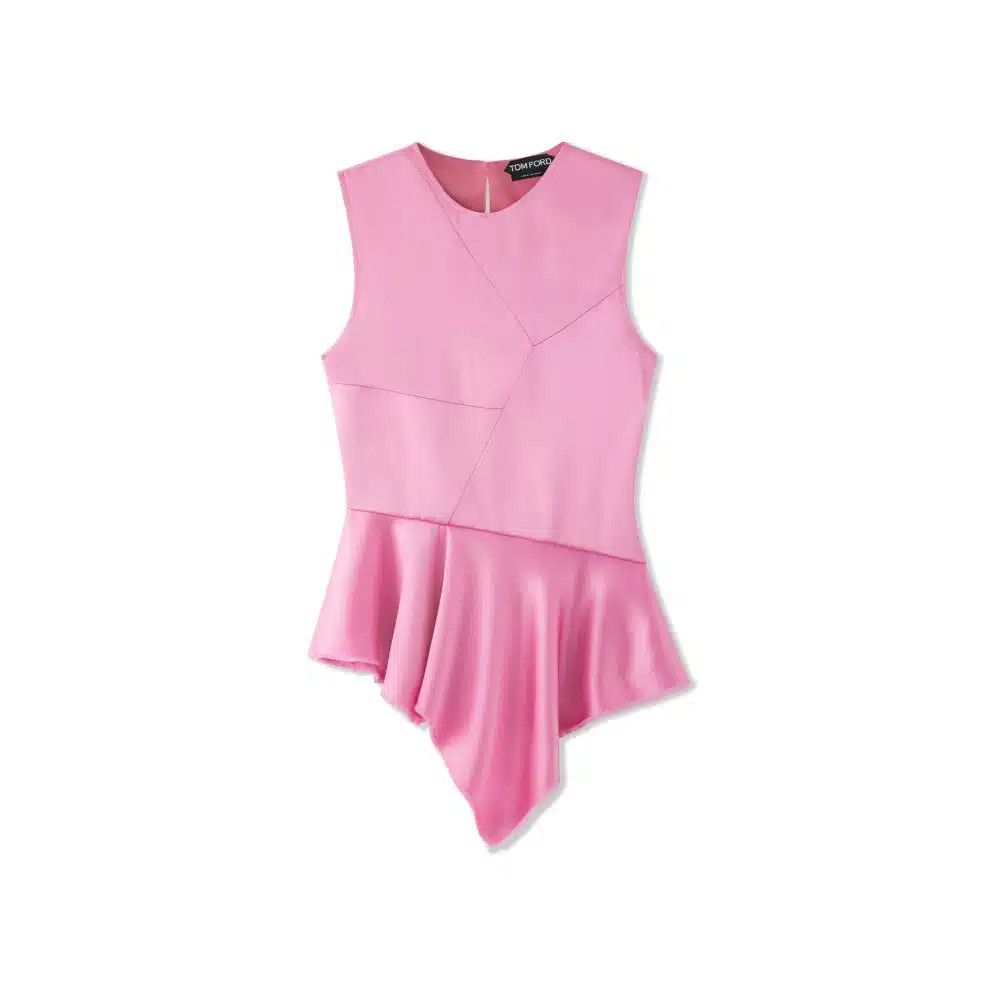 Tom Ford o1loc1c1124 TS2014 Double Face Satin Peplum Top in Pink Size XS / US 0-2 / IT 36-38 - 1 Thumbnail