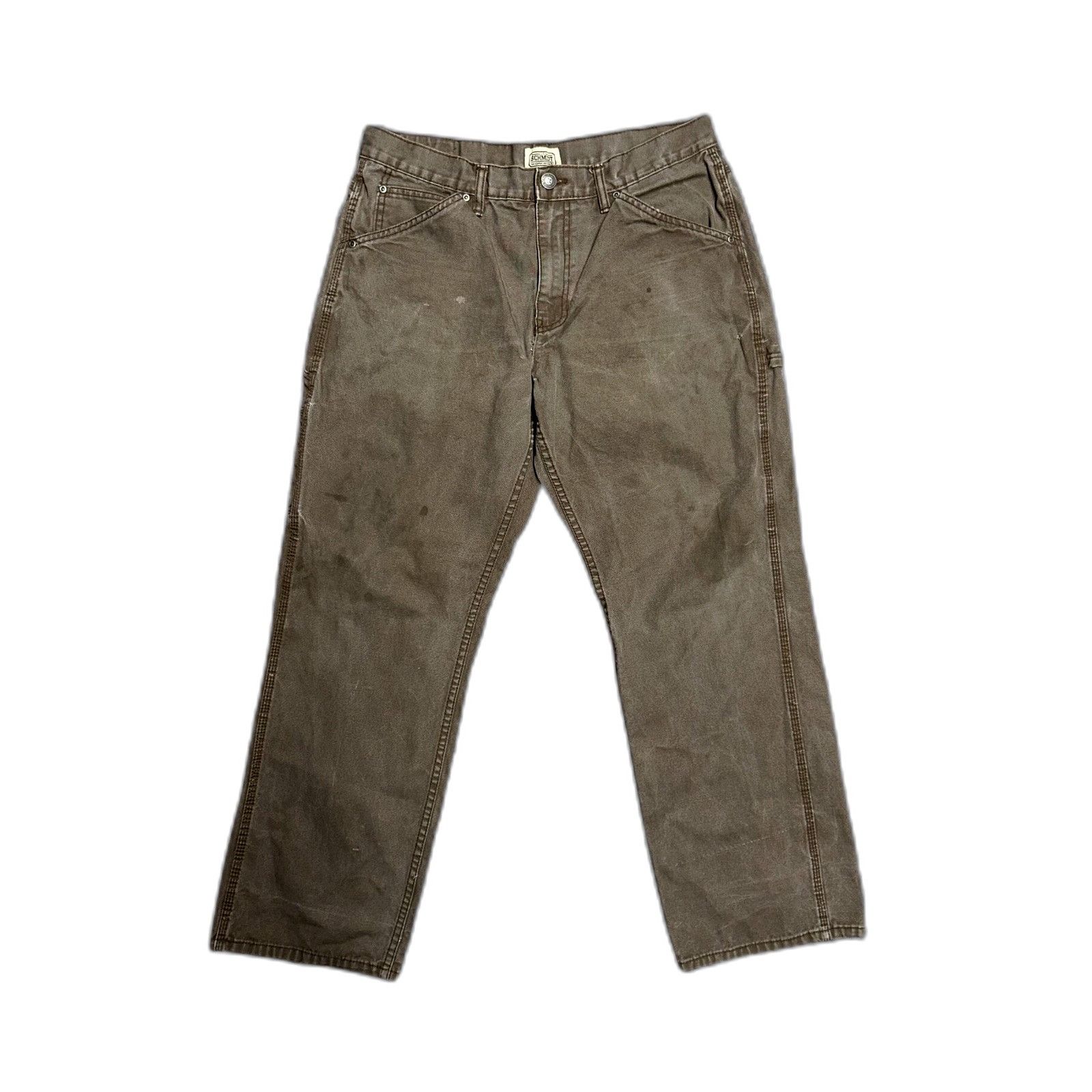 SCHMIDT Schmidt Workwear Canvas Carpenter Denim Jeans Brown Mens 34x Size US 34 / EU 50 - 6 Thumbnail