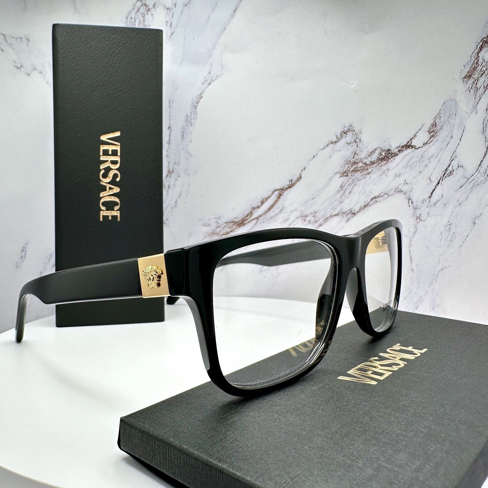 Versace New VERSACE Eyeglasses Black Square Gold Medusa Versace Size ONE SIZE - 6 Thumbnail
