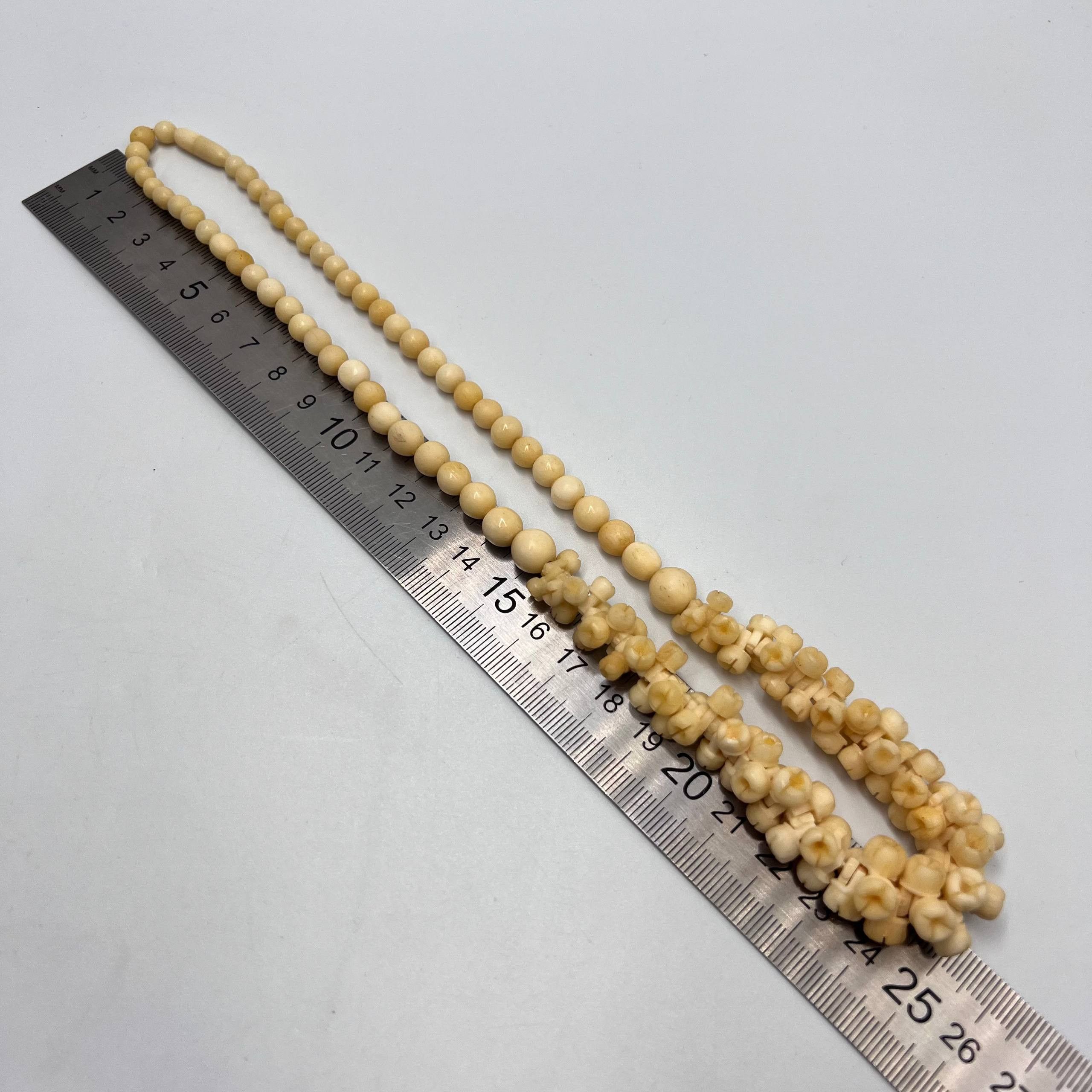 Vintage Vintage Hand-Carved Floral Bead Necklace Natural Organic Size ONE SIZE - 7 Thumbnail