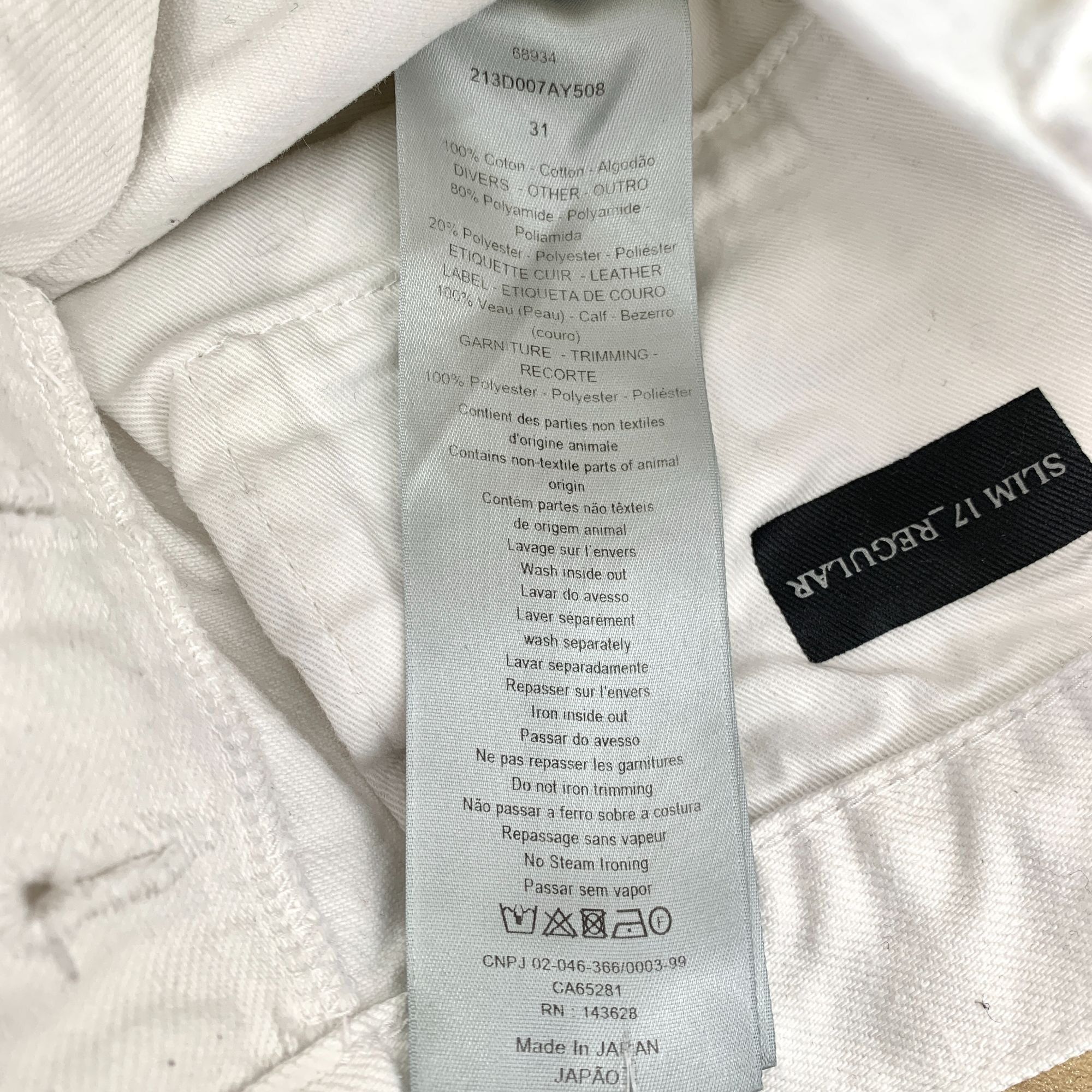 Dior Dior White Slim-Fit Cotton Denim Jeans With Embroidered Logo Size 31" - 3 Thumbnail