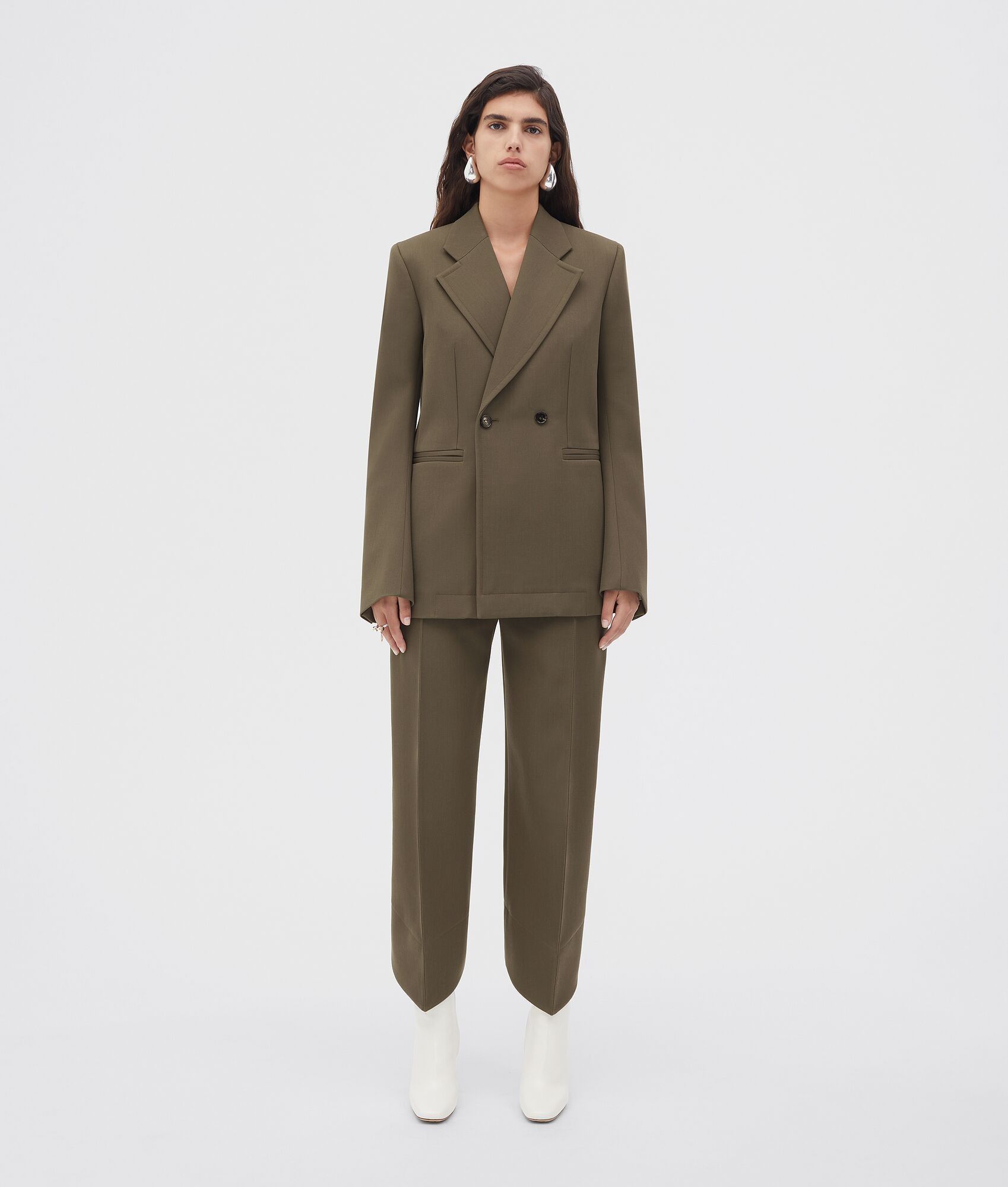 Bottega Veneta o1n1vont0325 Compact Wool Jacket With Curved Sleeves Size M / US 6-8 / IT 42-44 - 1 Thumbnail