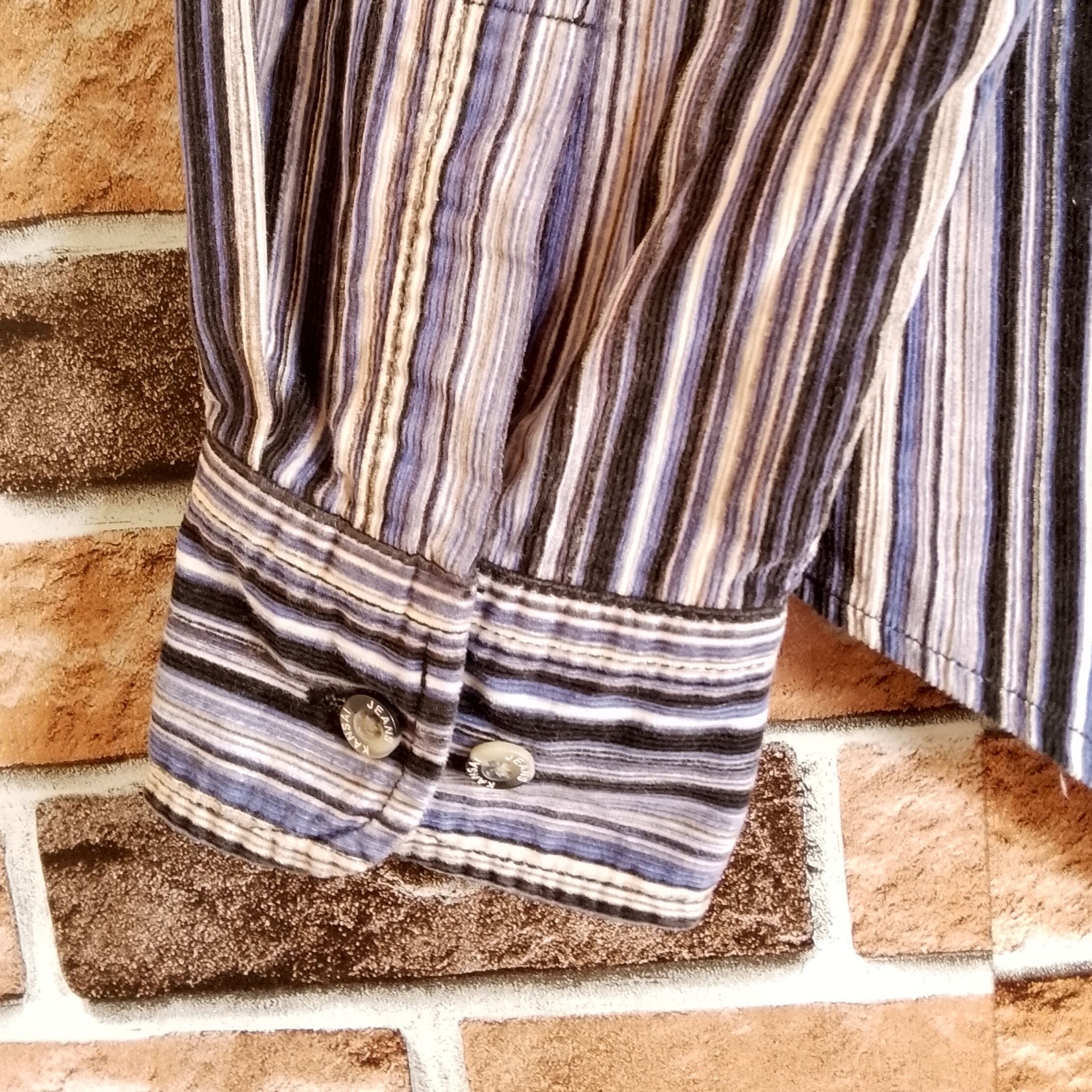 Kansai Yamamoto Multicolor Striped Corduroy Long Sleeve Shirt Size US M / EU 48-50 / 2 - 7 Thumbnail