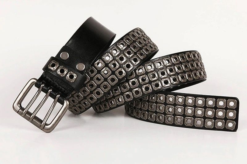 Japanese Brand × Leather Heavy Metal Square Rivet Belt Size ONE SIZE - 4 Thumbnail