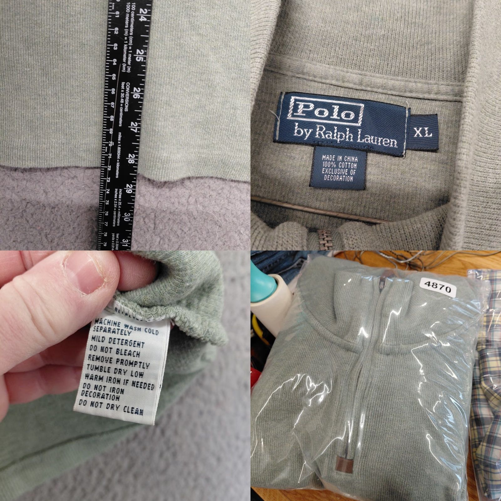 Polo Ralph Lauren Polo Ralph Lauren RL Sweater Men’s XL Gray Long Sleeve 1/4 Zip 100% Cotton Casual Golf City Classic USA Mens Pullover Knit Size US XL / EU 56 / 4 - 8 Thumbnail