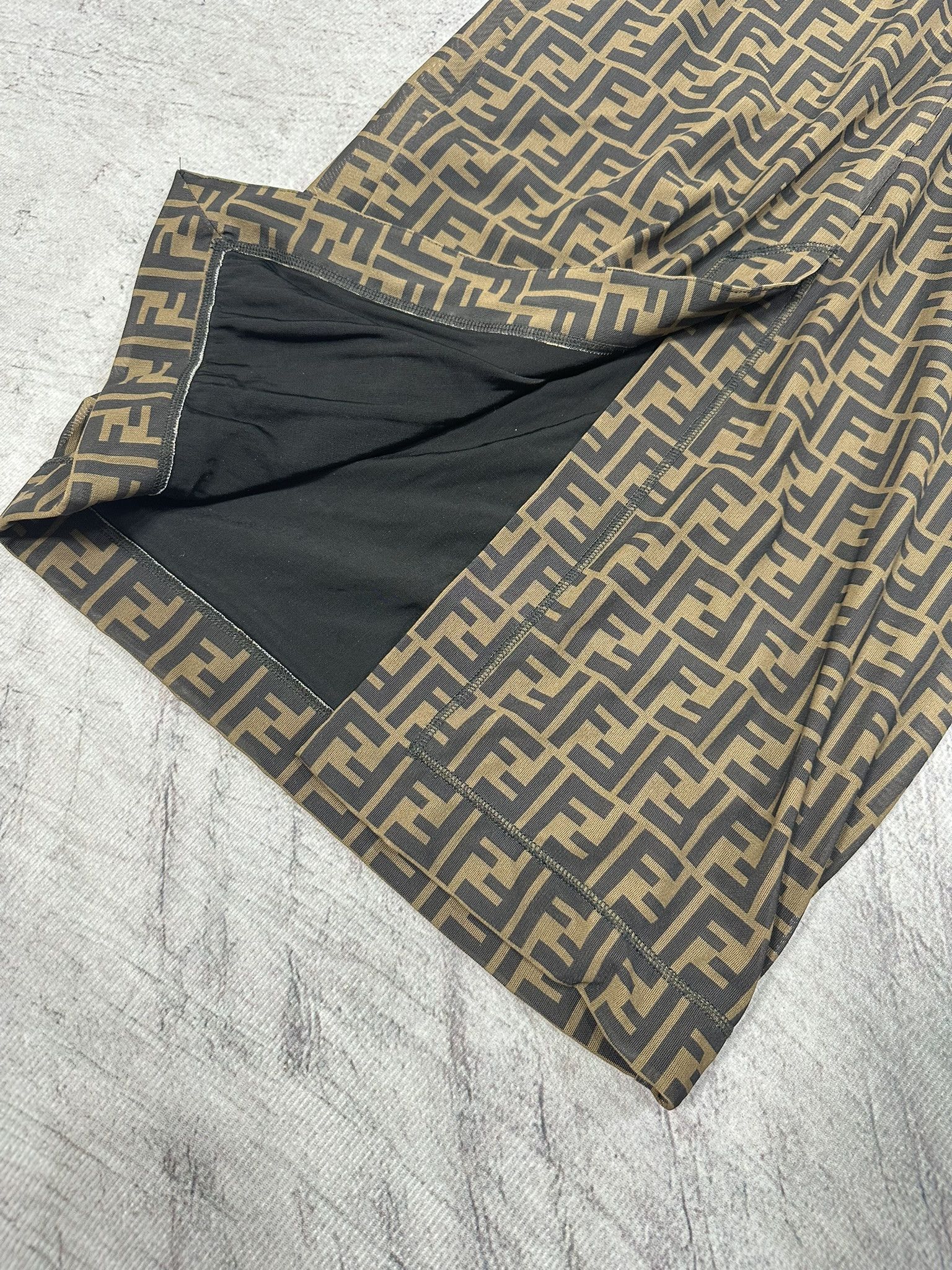 Fendi Fendi Midi Dress FF Monogram Zucca Mesh Sheath Brown Logo Size S / US 4 / IT 40 - 13 Thumbnail