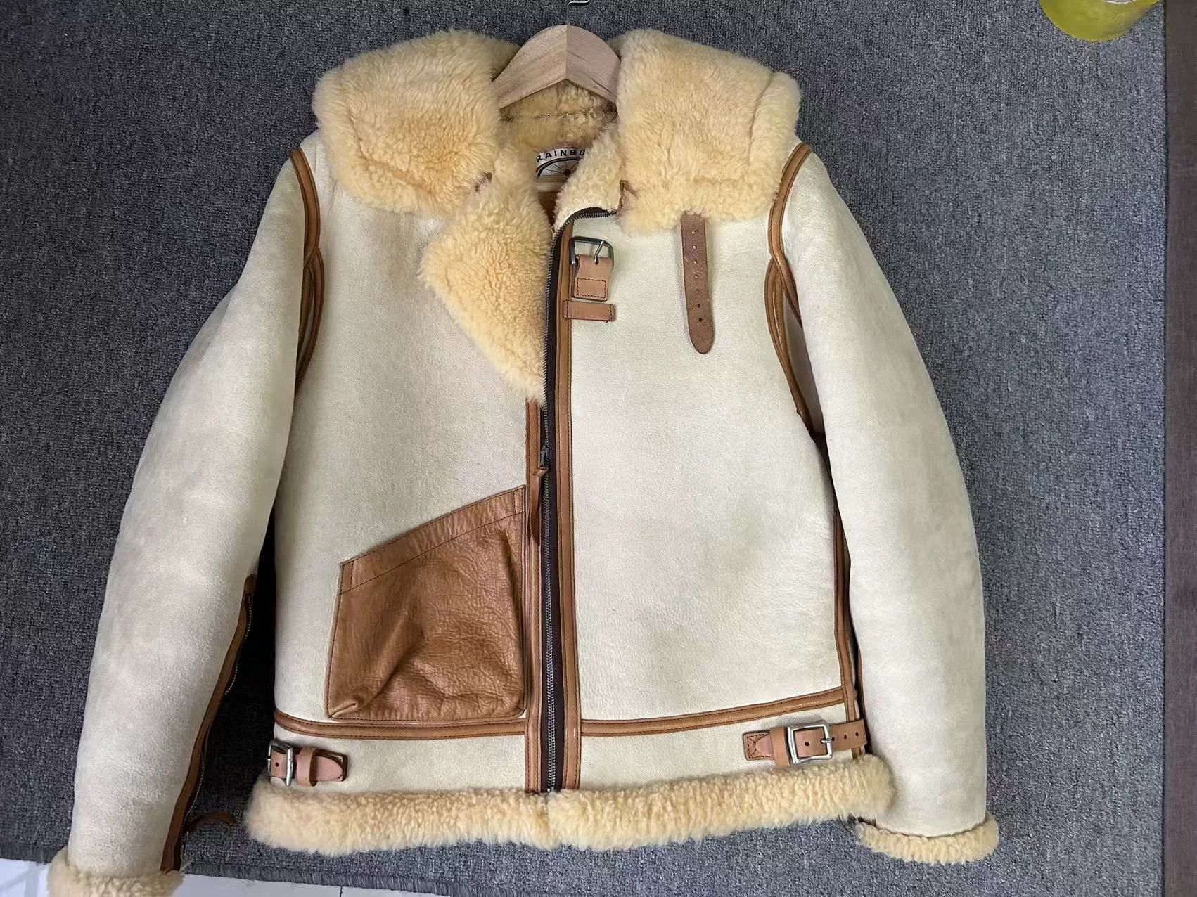Rainbow Country stylish beige shearling jacket with hood Size US M / EU 48-50 / 2 - 1 Thumbnail