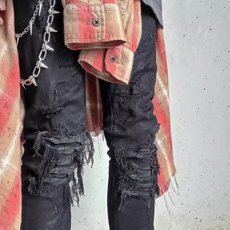 Amiri Amiri 16AW MX1 Snakeskin Patch Skinny Jeans Size US 29 - 8 Thumbnail