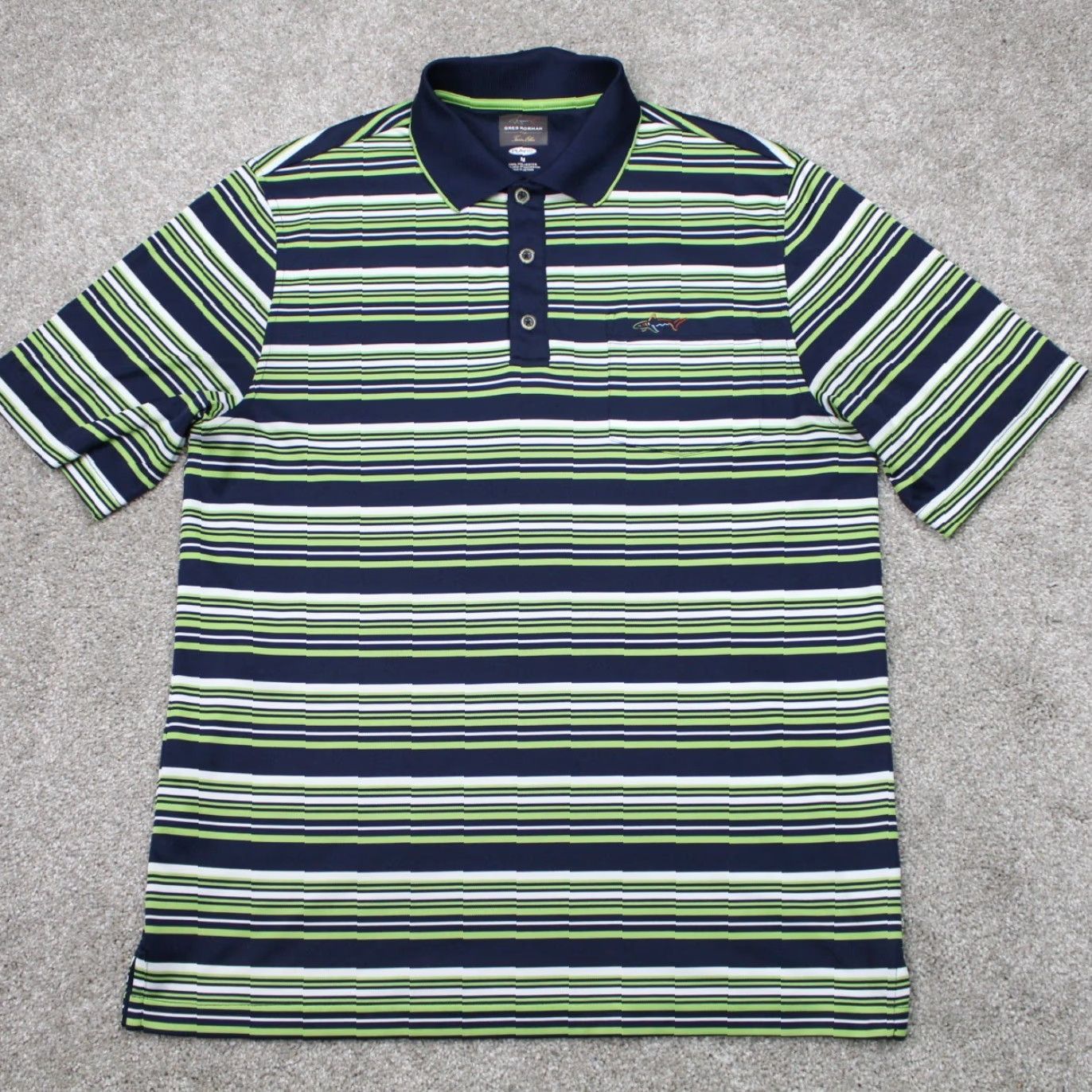 Tasso Elba Greg Norman for Tasso Elba Polo Shirt Mens Medium Green/Blue PlayDry S/S Pullover Size US M / EU 48-50 / 2 - 2 Thumbnail
