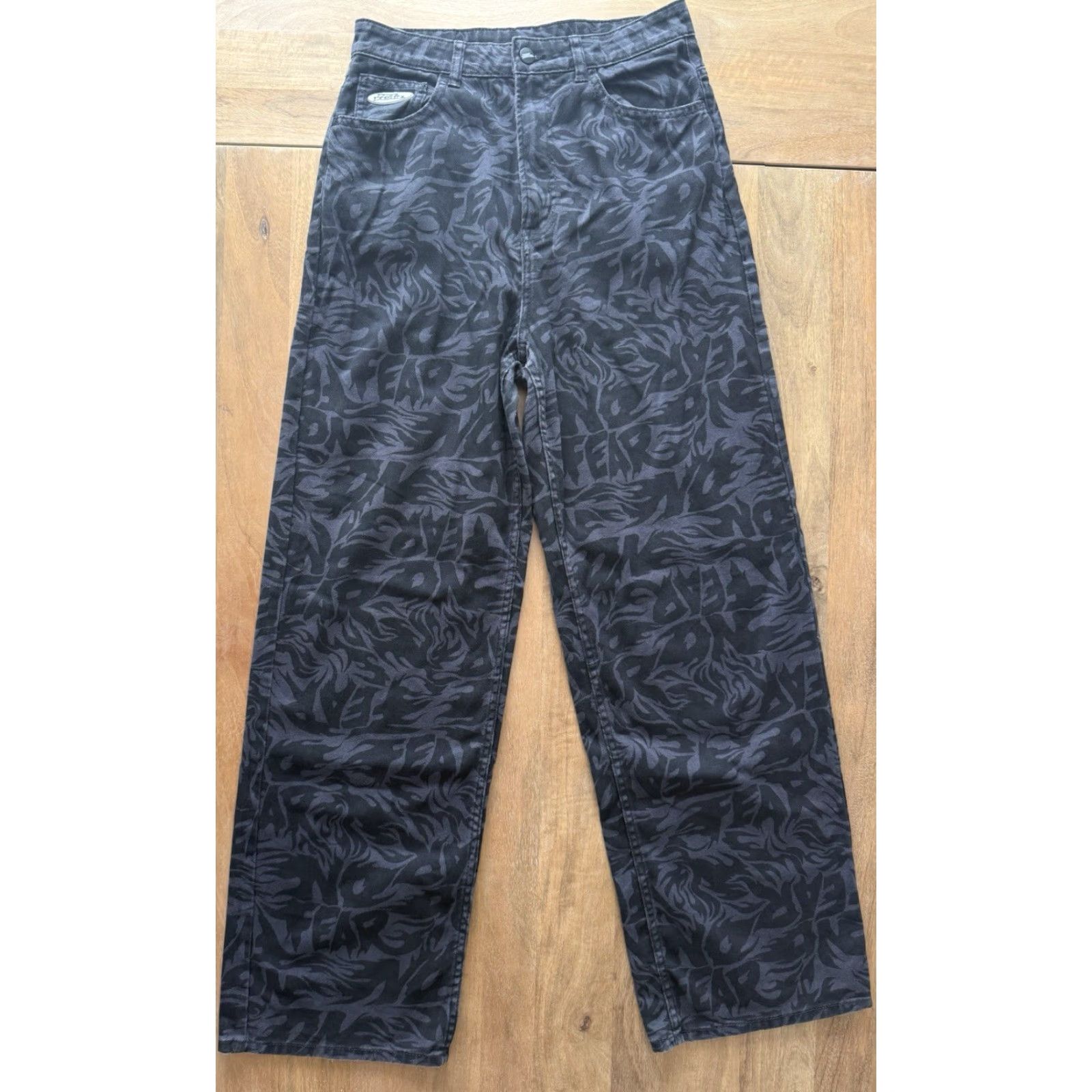 H&M No Fear x H&M Jeans Womens Size 6 Black Wide Leg Denim Y2K Street Size 28" / US 6 / IT 42 - 2 Thumbnail