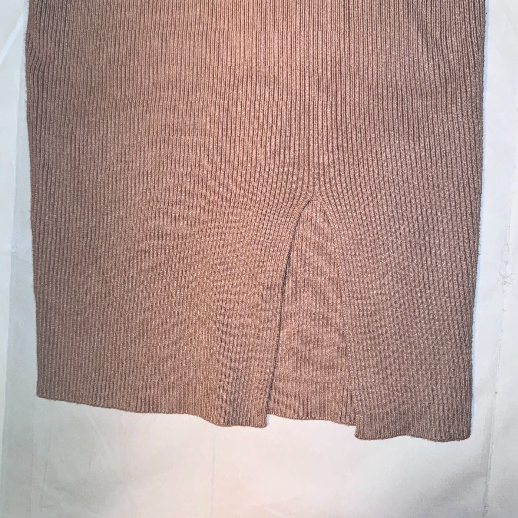 Vintage en;semble Bodycon Midi Dress Sleeveless Round Neck Pullover Side Slit Mocha Brown M Women Dress Size M / US 6-8 / IT 42-44 - 2 Thumbnail