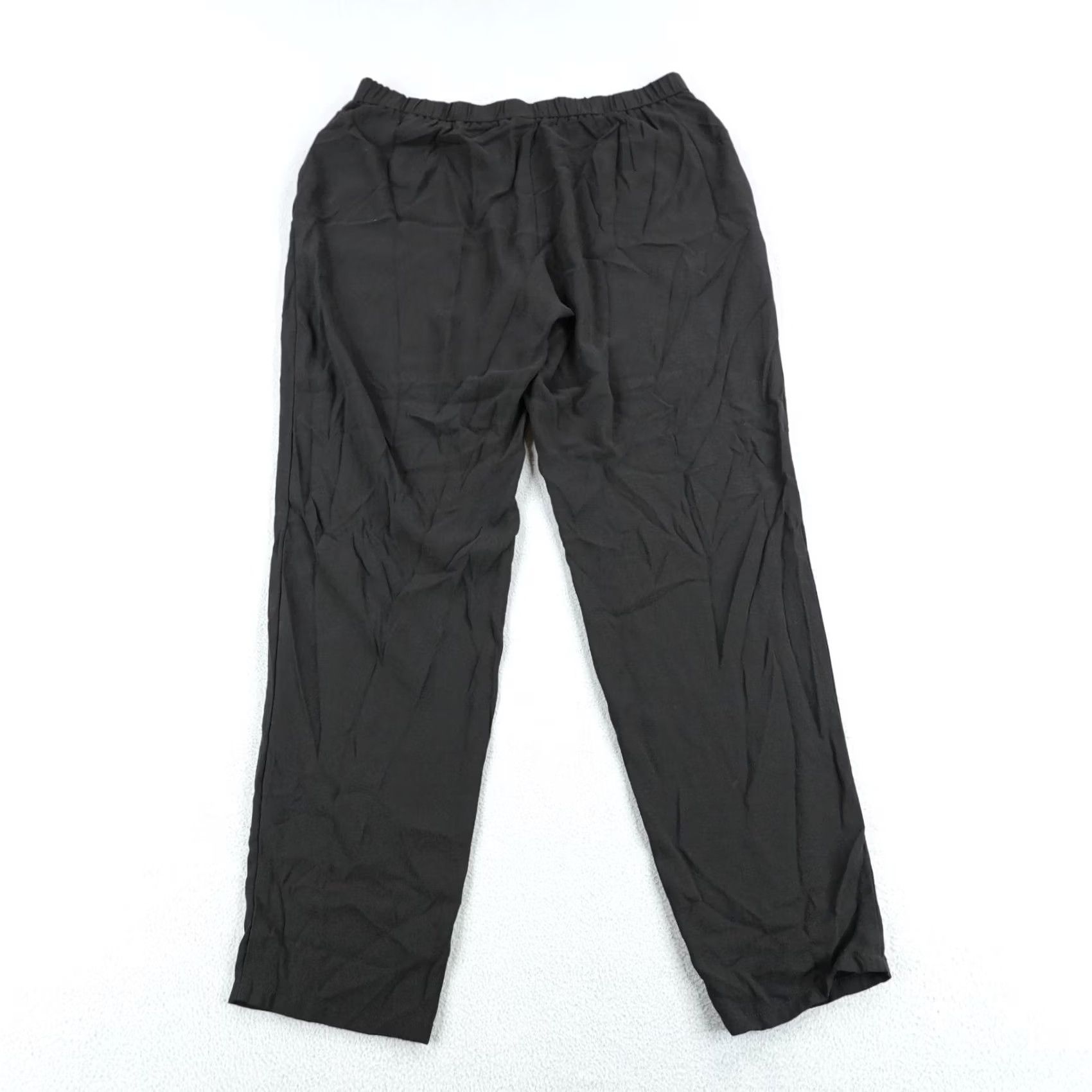 Eileen Fisher Eileen Fisher Pants Womens Medium Black Silk Tapered Lightweight Stretch Office Dress Pants Size 30" / US 8 / IT 44 - 4 Thumbnail