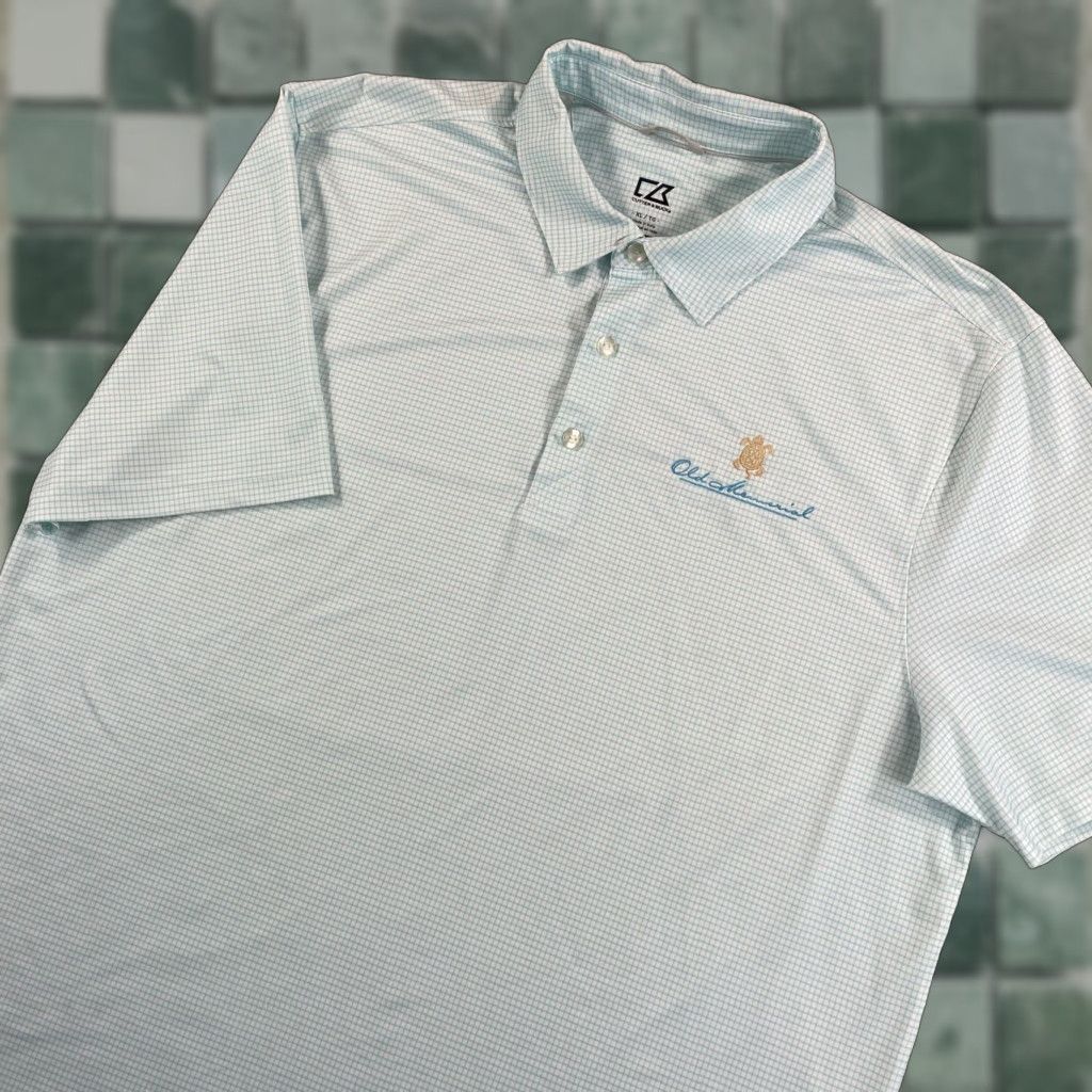 Cutter & Buck Cutter & Buck x Old Memorial Golf Club Polo Shirt Men XL Blue Check Performance Polo Size US XL / EU 56 / 4 - 1 Thumbnail