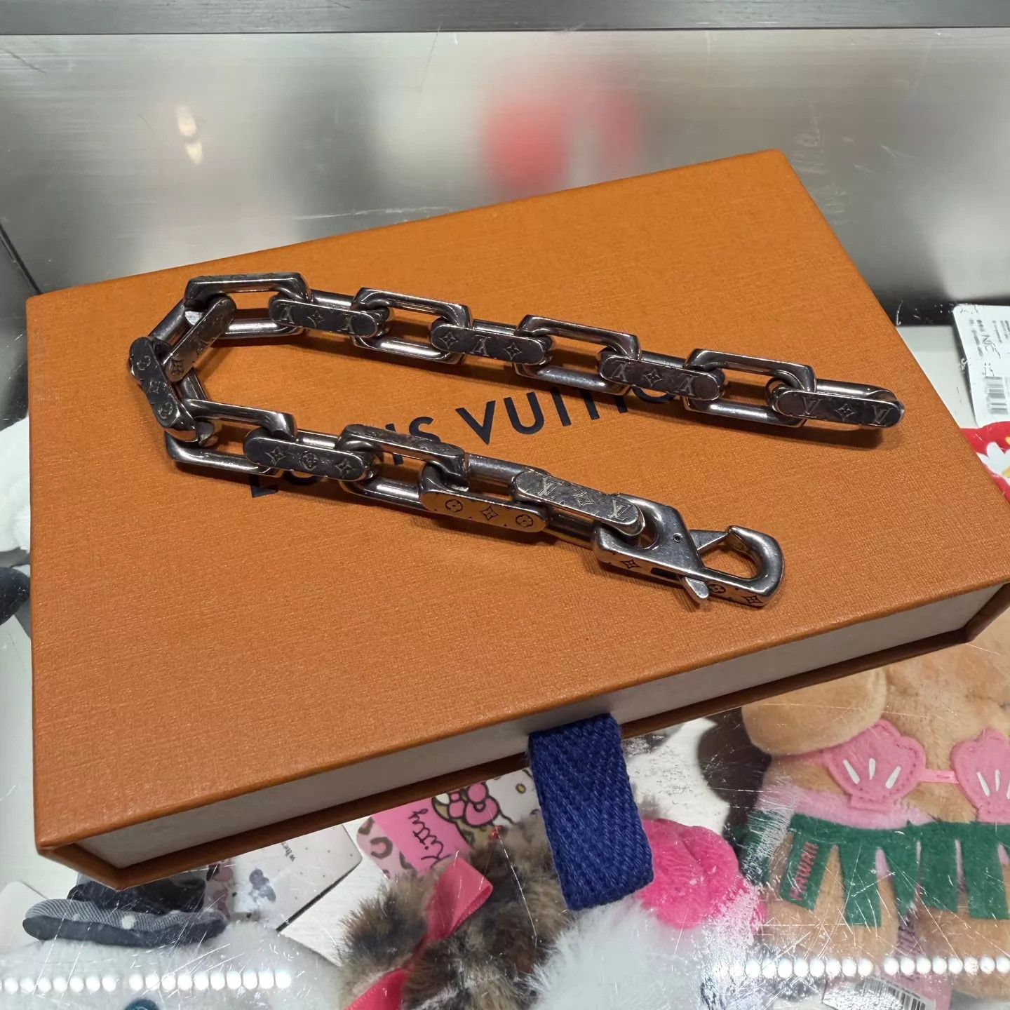 Louis Vuitton LV Monogram Silver Bamboo Cuban Link Bracelet L Size ONE SIZE - 1 Thumbnail