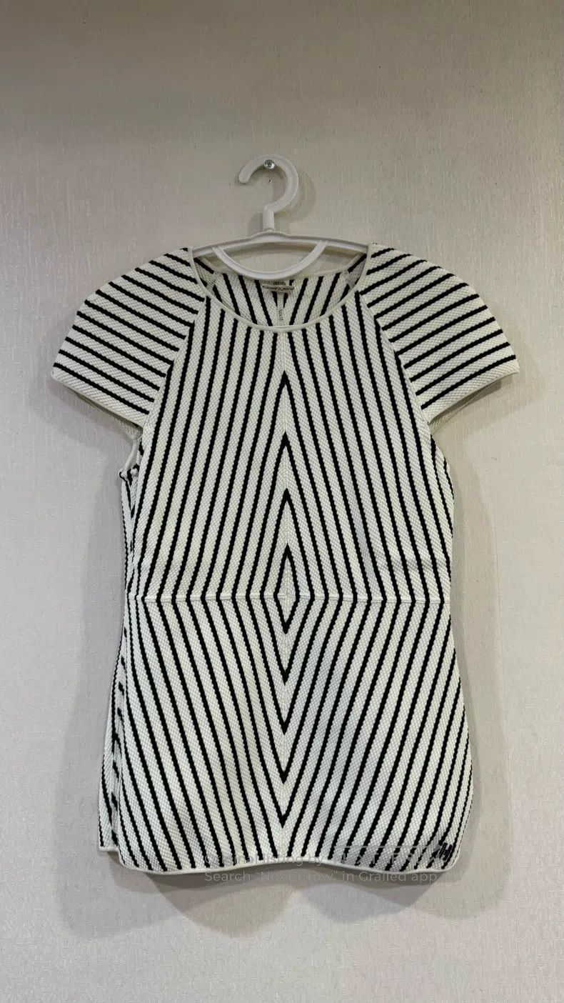 Hermes Striped Crew Neck Short Sleeve Dress