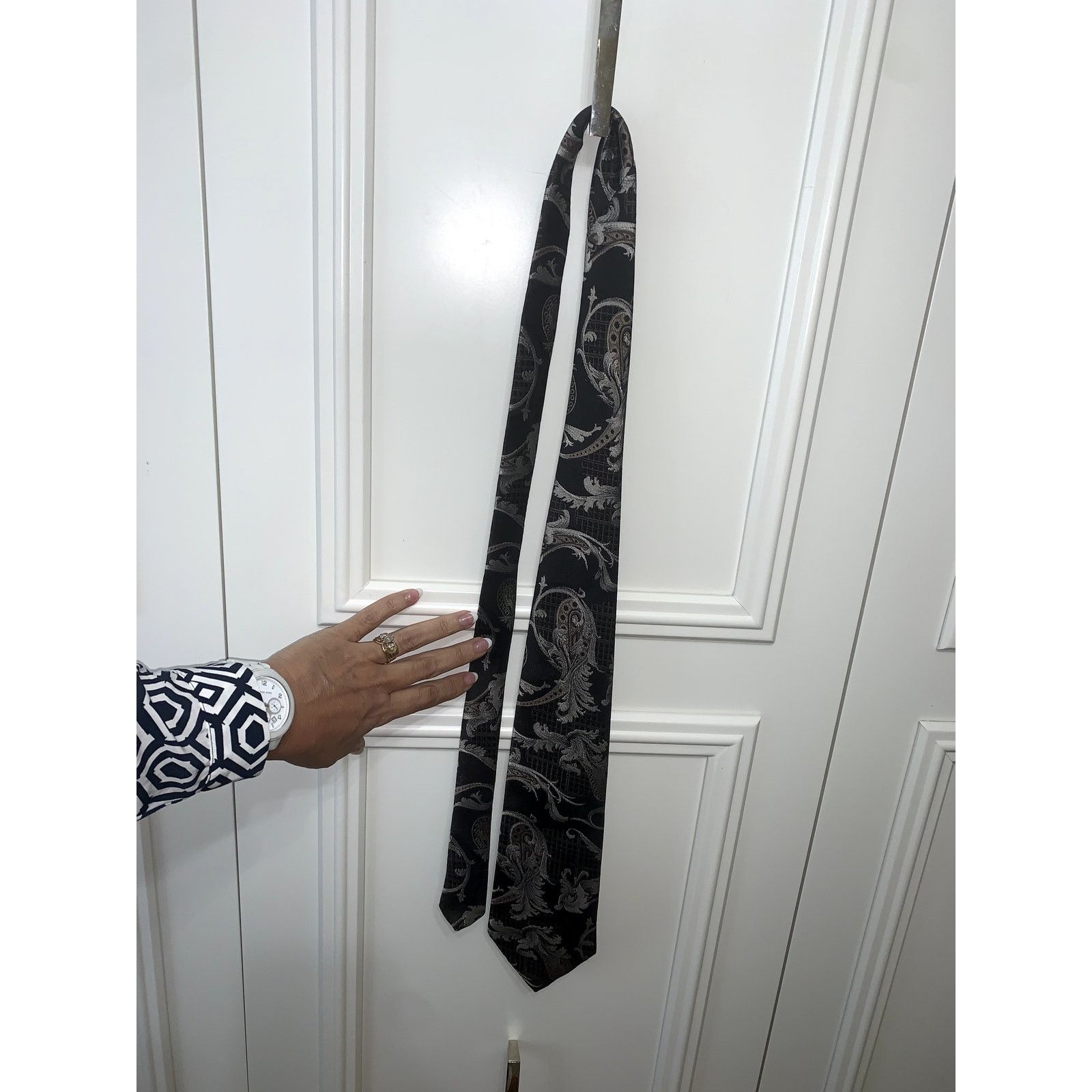 Haggar Haggar Men's Black Paisley Designer Necktie Classic Width Size ONE SIZE - 3 Thumbnail