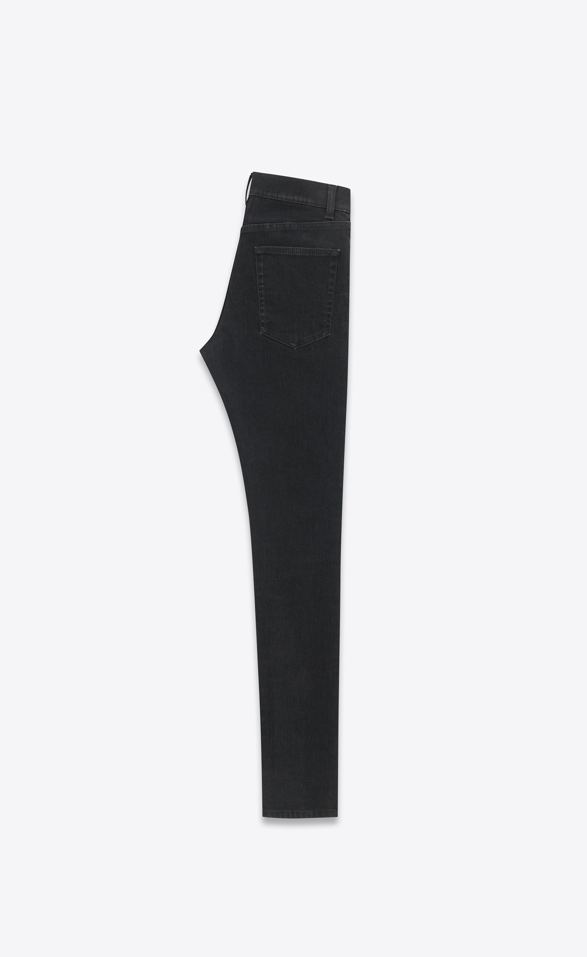 Saint Laurent Paris o1s1wg110125 622876 Skinny Jeans in Light Glazed Denim Black Size US 29 - 2 Thumbnail