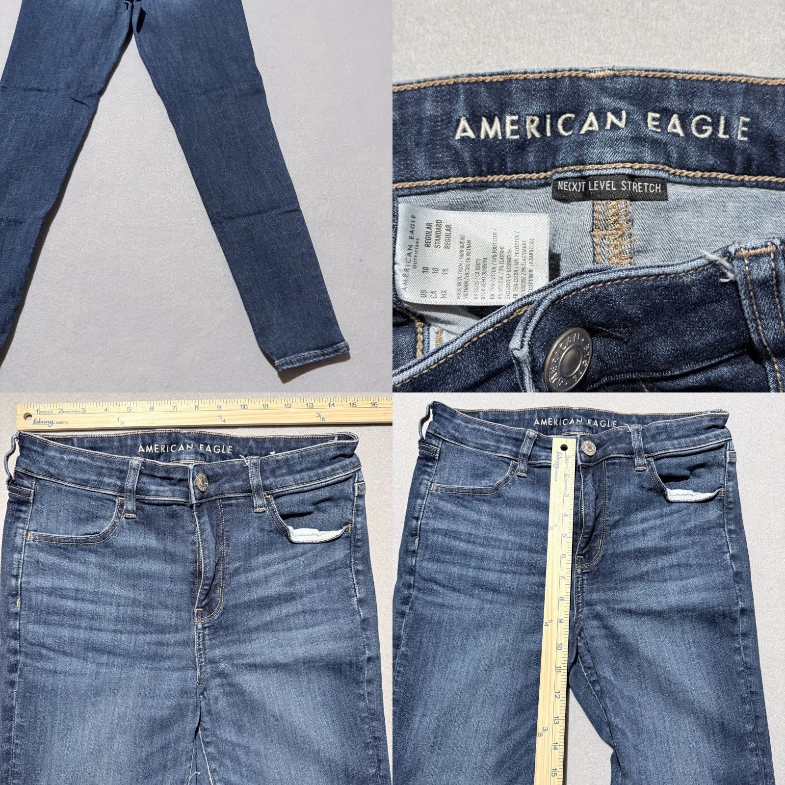 American Eagle Outfitters American Eagle Outfitters Jeans Women's Blue Denim Zip Fly 10 Next Level Stretch Skinny 5-Pocket Comfort Size 32" / US 10 / IT 46 - 8 Thumbnail