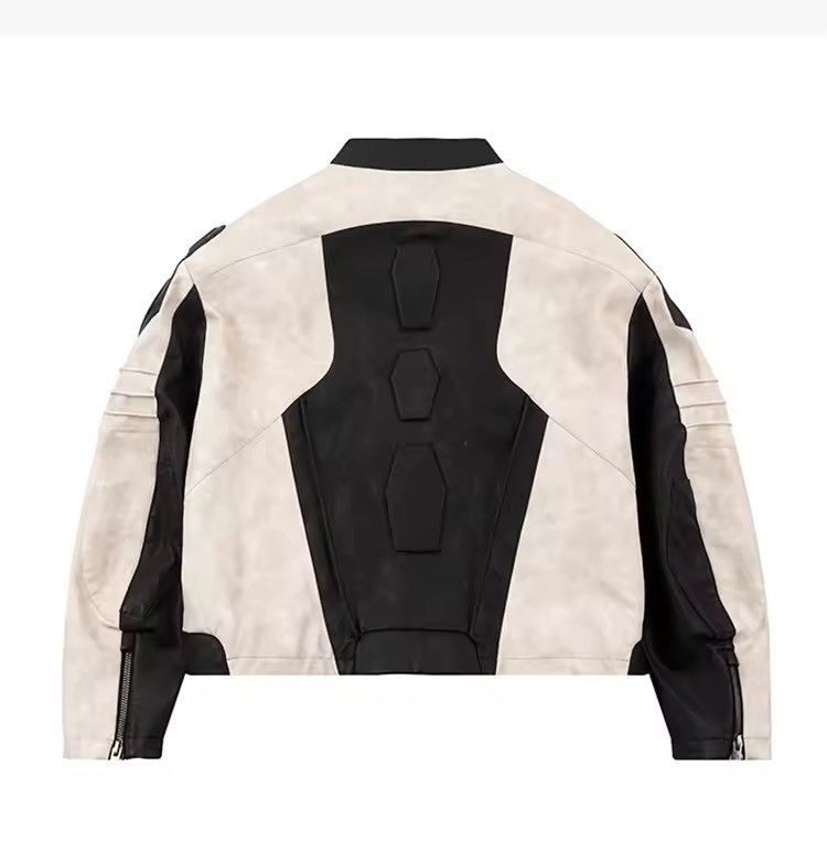 Other Racer Motorcycle PU Leather Patchwork Black White Jacket Size US L / EU 52-54 / 3 - 5 Thumbnail