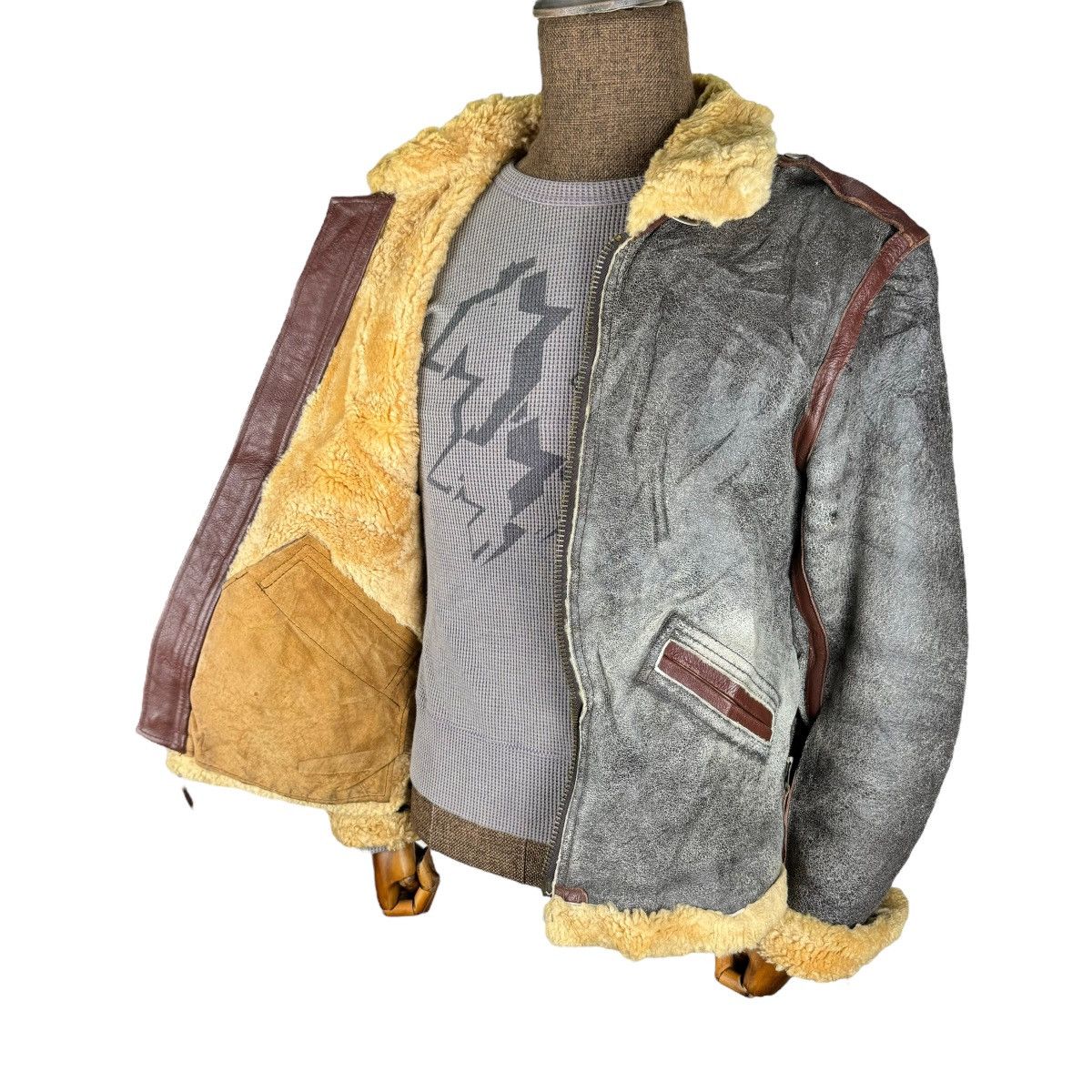 Harley Davidson ☀️HARLEY DAVIDSON B3 SHEEPSKIN BIKERS LEATHER JACKET Size US L / EU 52-54 / 3 - 5 Thumbnail