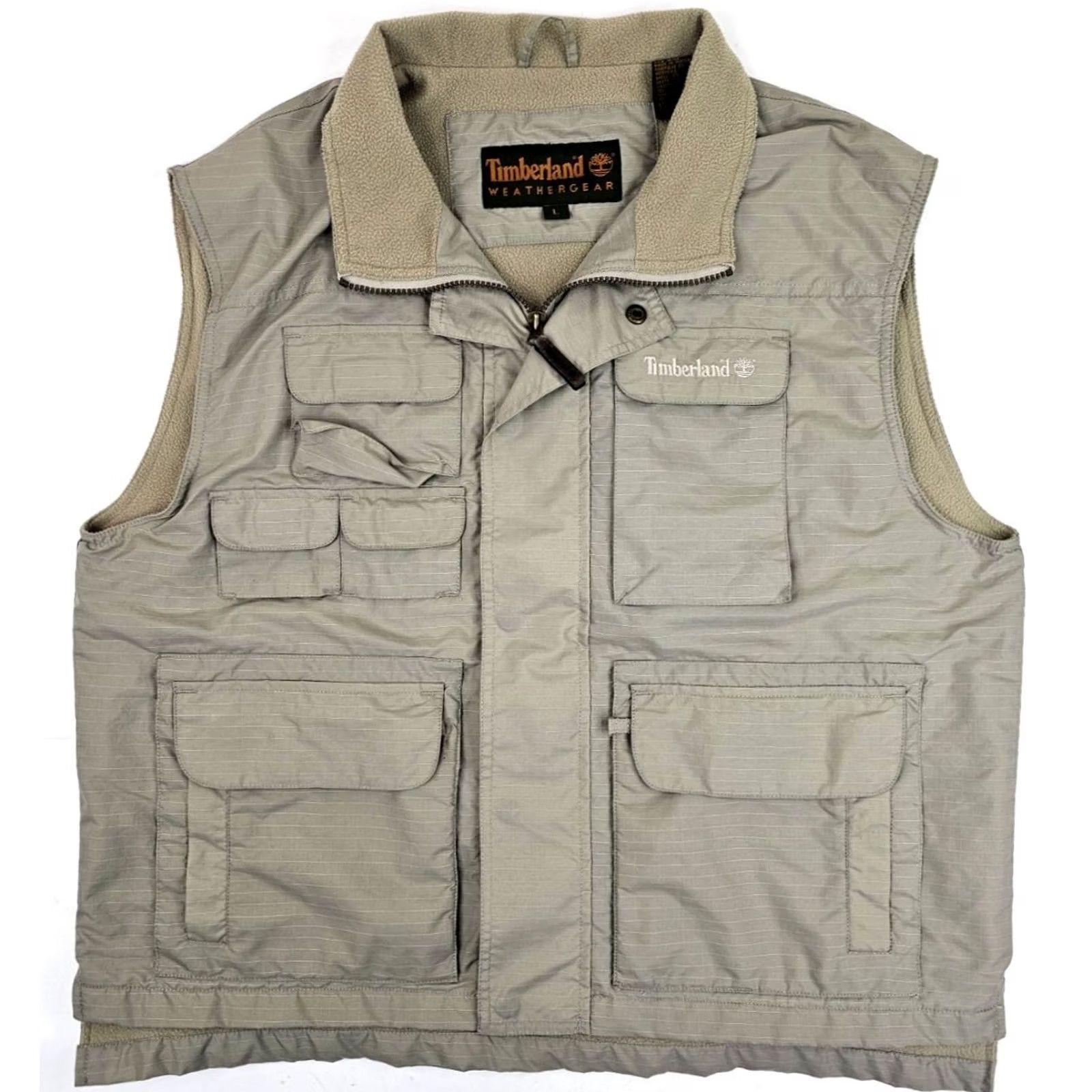 Timberland VINTAGE Timberland Weathergear Vest Men L Beige Fleece-Lined Ripstop 90s Shooting Full Zip Retro Workwear Size US L / EU 52-54 / 3 - 2 Thumbnail