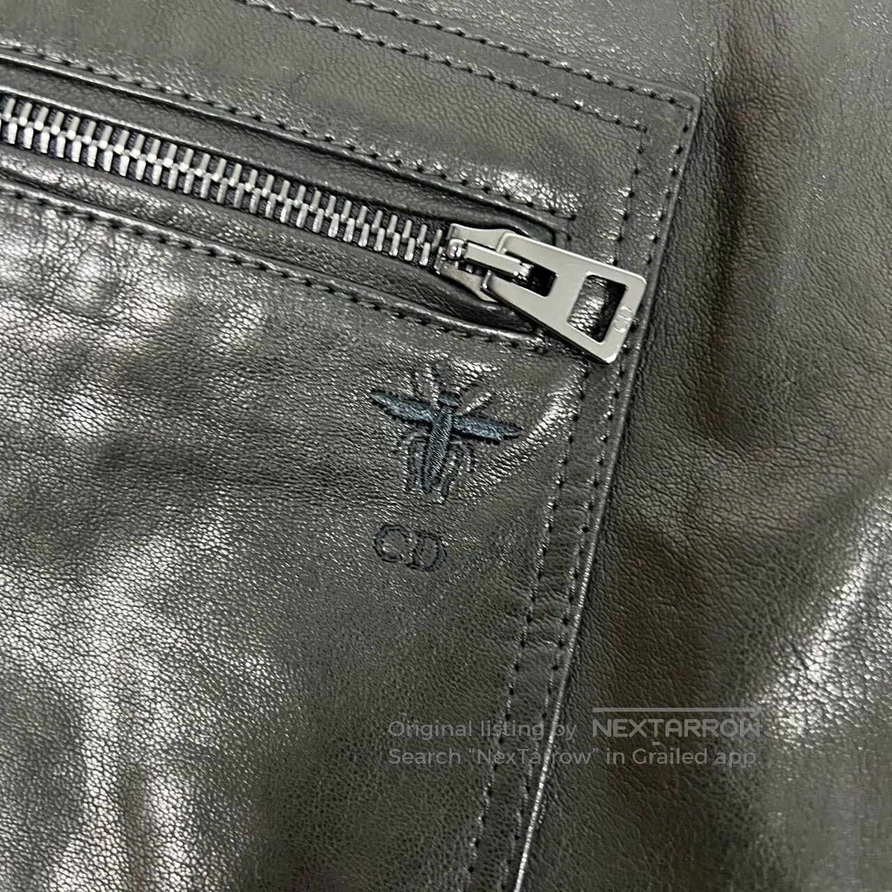 Dior Dior size 36 Little bee embroidery black leather skirt| Size 28" / US 6 / IT 42 - 5 Thumbnail
