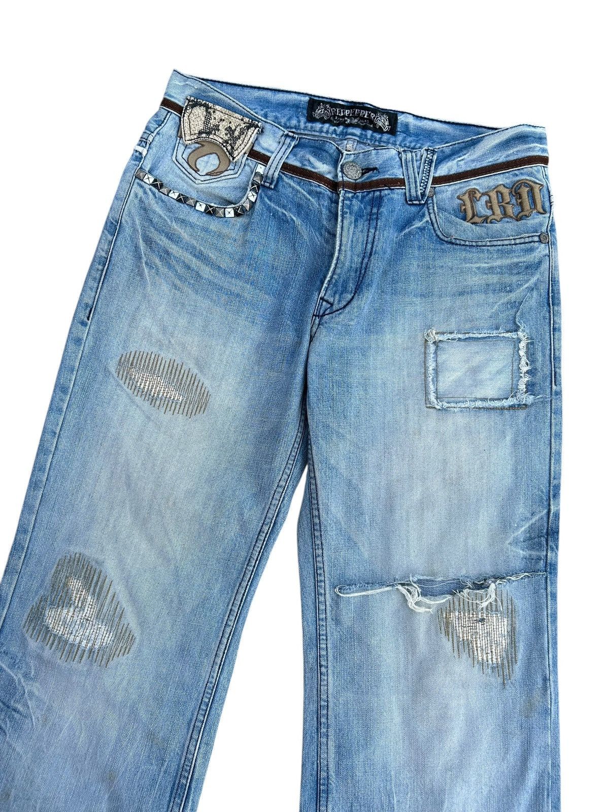 Kapital Red Pepper Japan Studded Snake Skin pocket Distressed Denim Size US 34 / EU 50 - 9 Thumbnail