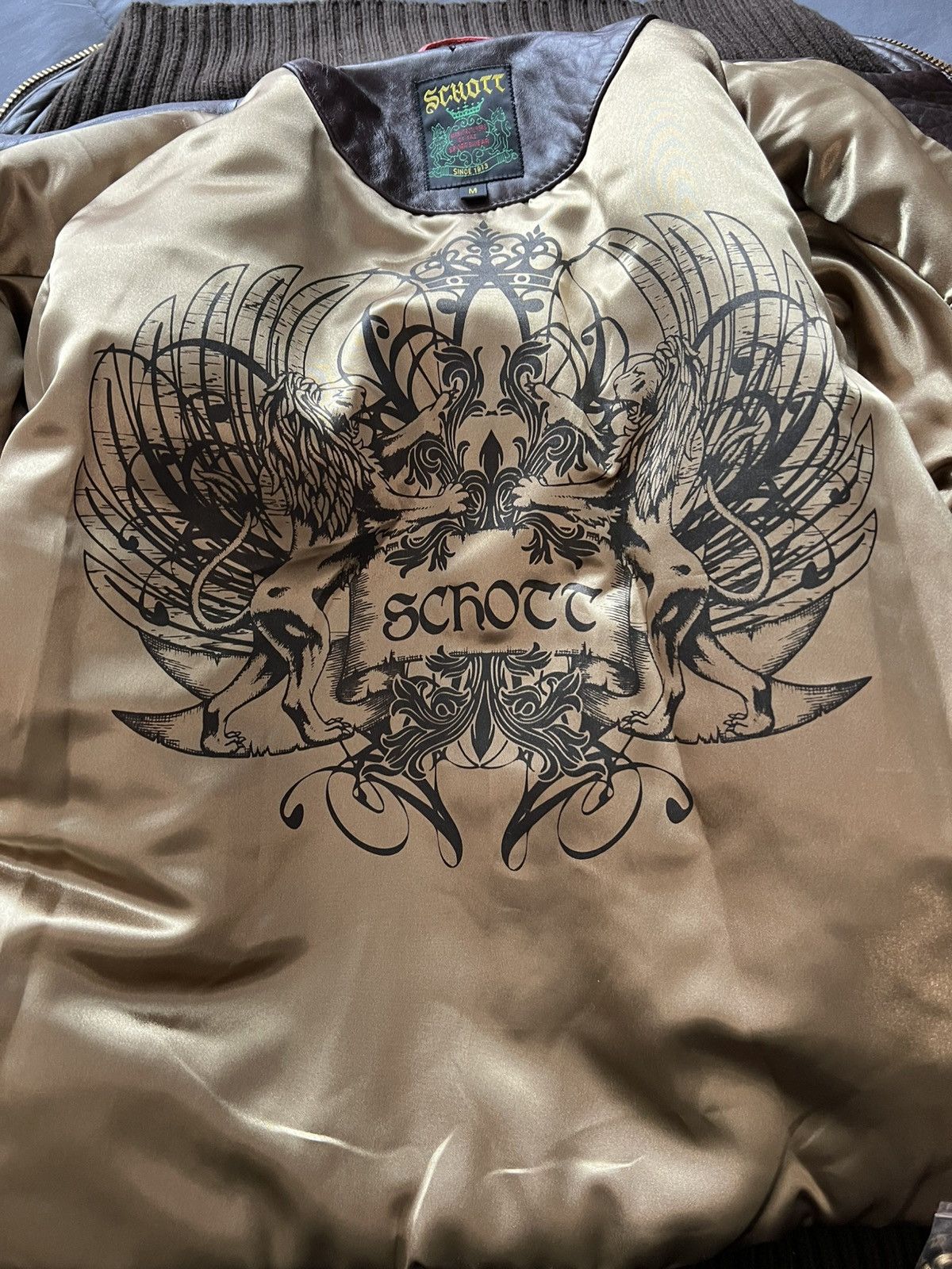 Schott Schott Brothers Rare Vintage Leather Bomber Jacket Size US L / EU 52-54 / 3 - 3 Thumbnail