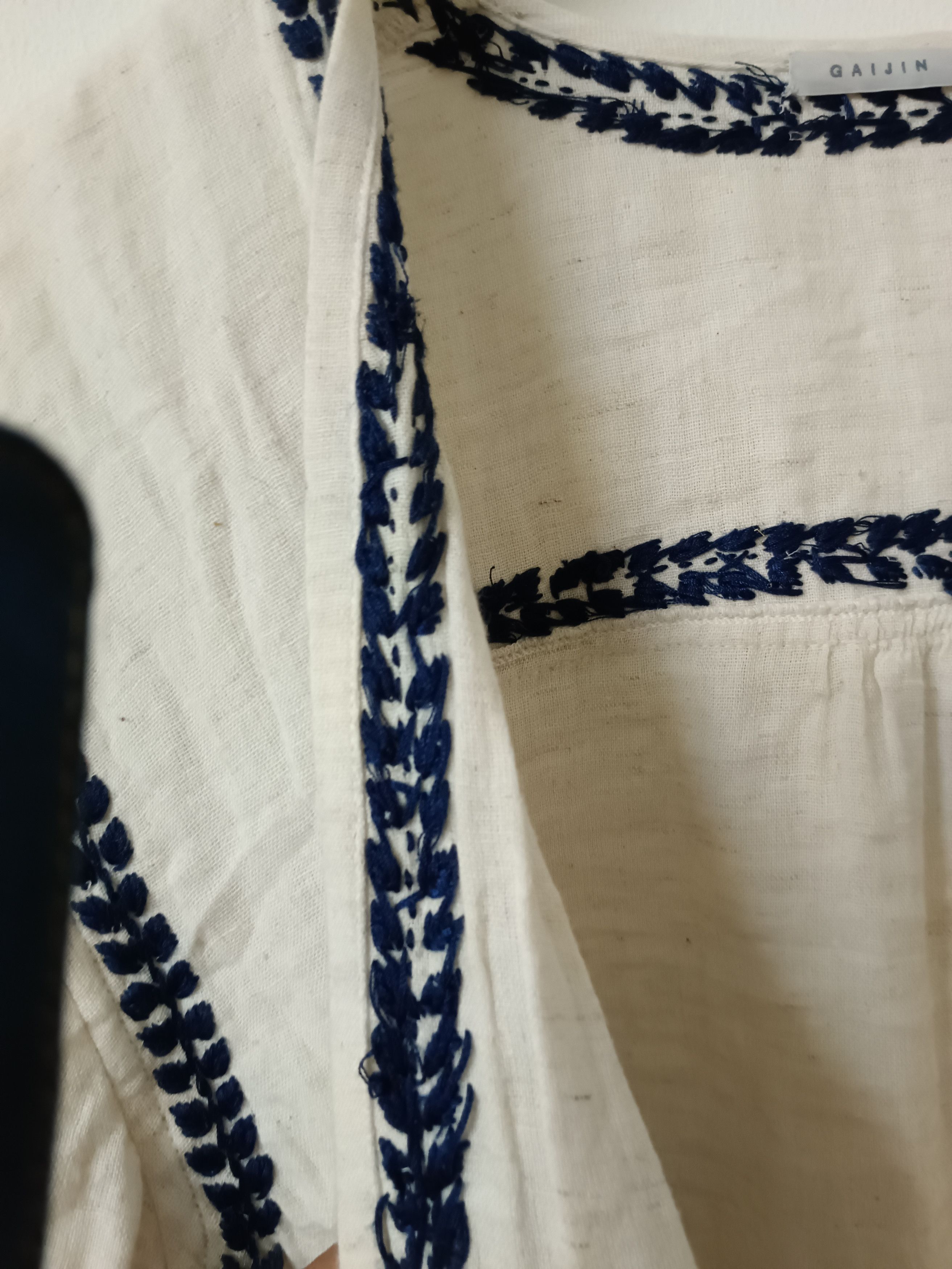 Handmade × Japanese Brand Gaijin Made Hand Embroidered Linen Kimono Robe Cardigan Size US L / EU 52-54 / 3 - 5 Thumbnail