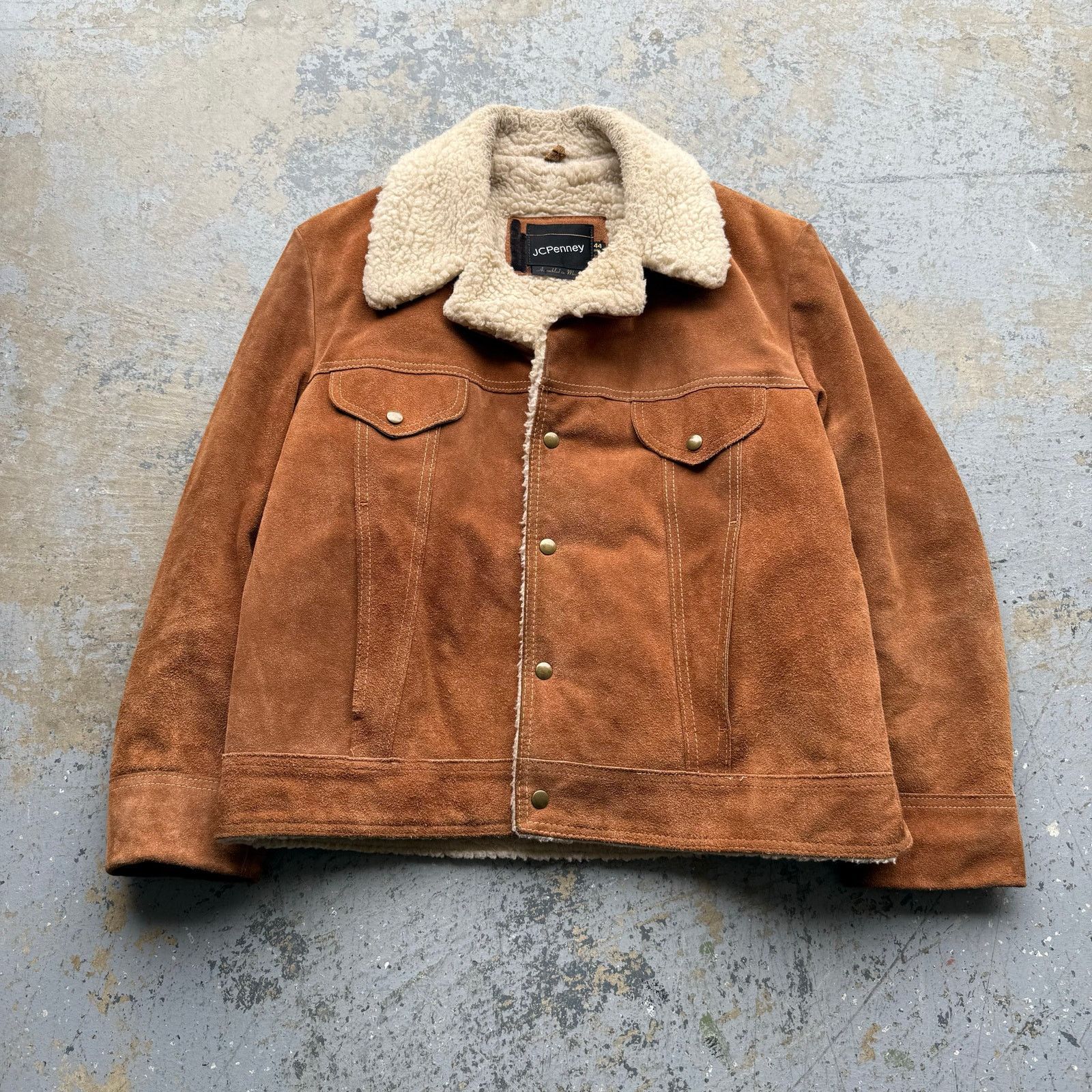 Vintage 70's JCPenney Sherpa Lined Cowhide Leather Jacket