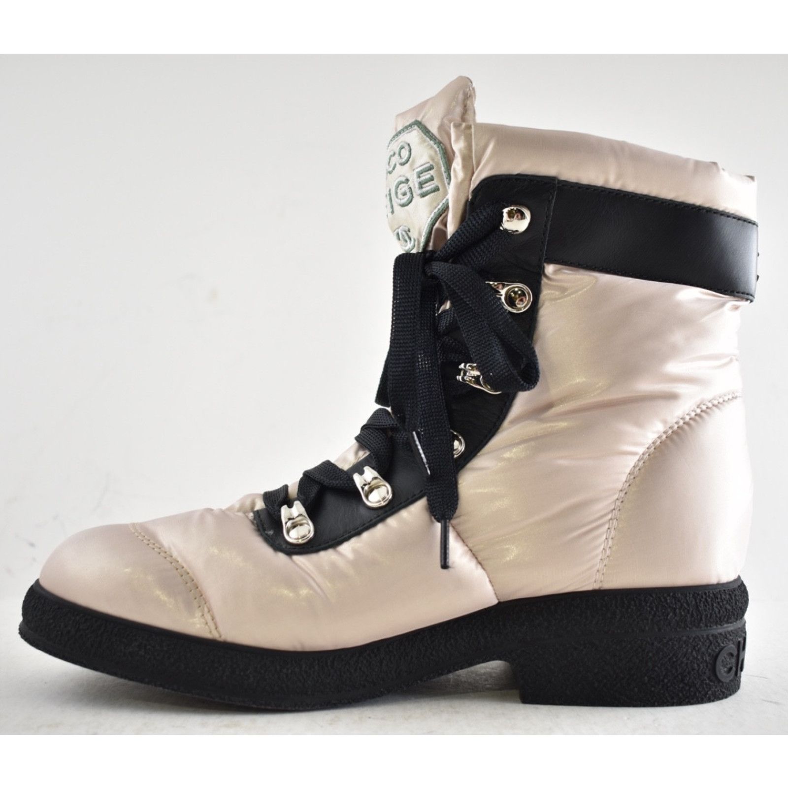Chanel Chanel Coco Neige Pink Black CC Logo Combat Boots 37 Size US 7 / IT 37 - 11 Thumbnail