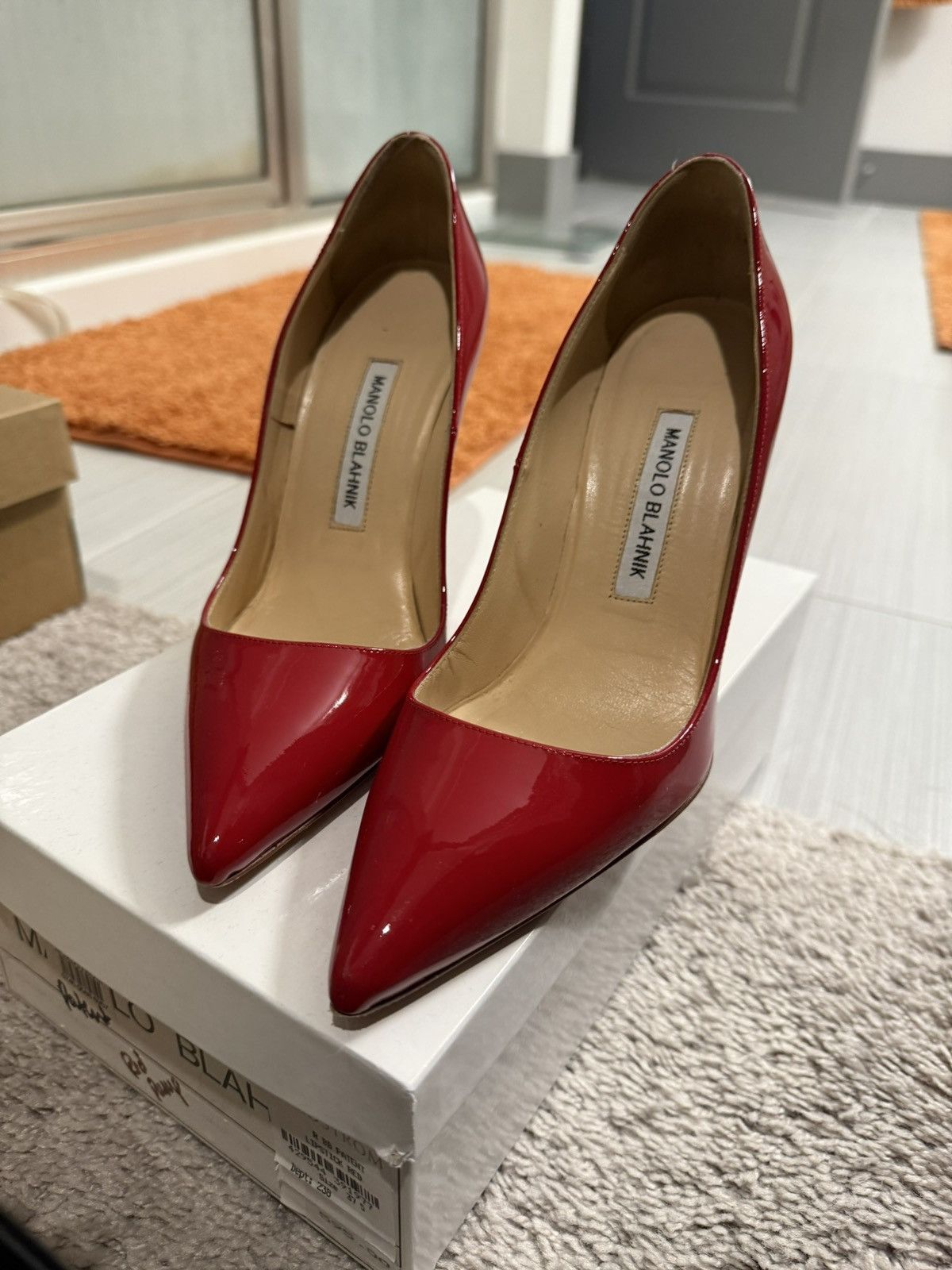 Manolo Blahnik Manolo Blahnik Red Patent Leather Pumps Size US 7.5 / IT 37.5 - 1 Thumbnail