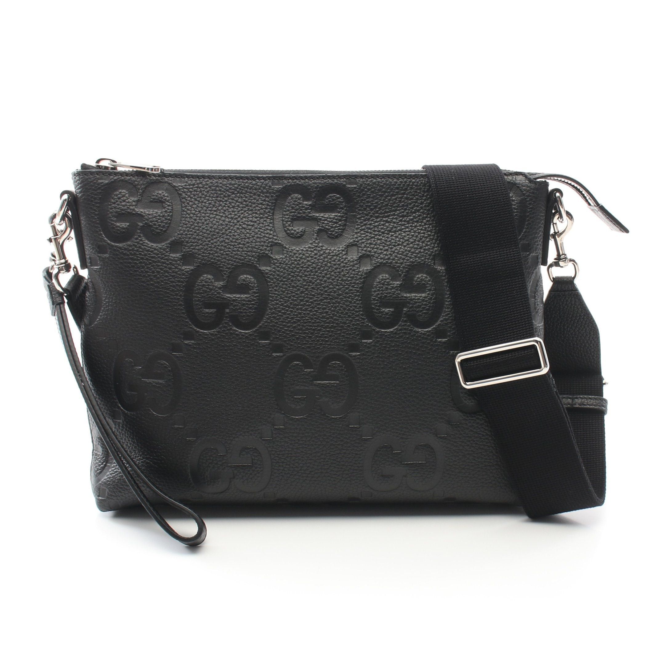 Gucci Gucci Jumbo Gg Medium Messenger Bag Shoulder Leather Black Size ONE SIZE - 1 Thumbnail