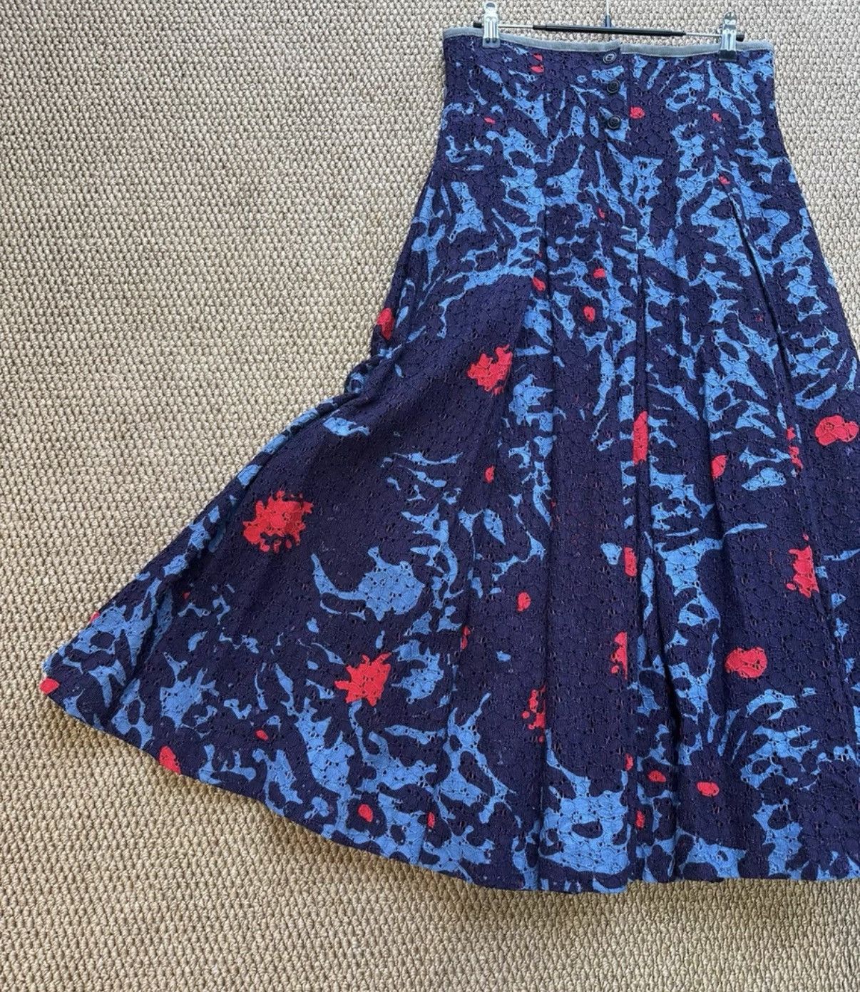 Comme des Garcons COMME des GARÇONS Style Navy Blue Lace Print Midi Skirt K23 Size 25" / US 0 / IT 36 - 5 Thumbnail