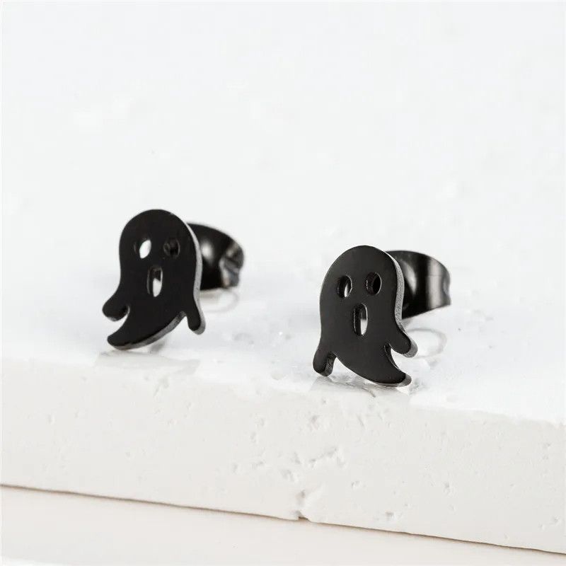 Jewelry Mini Gothic Ghost Stud Earrings Charm Earring Gift Size ONE SIZE - 1 Preview