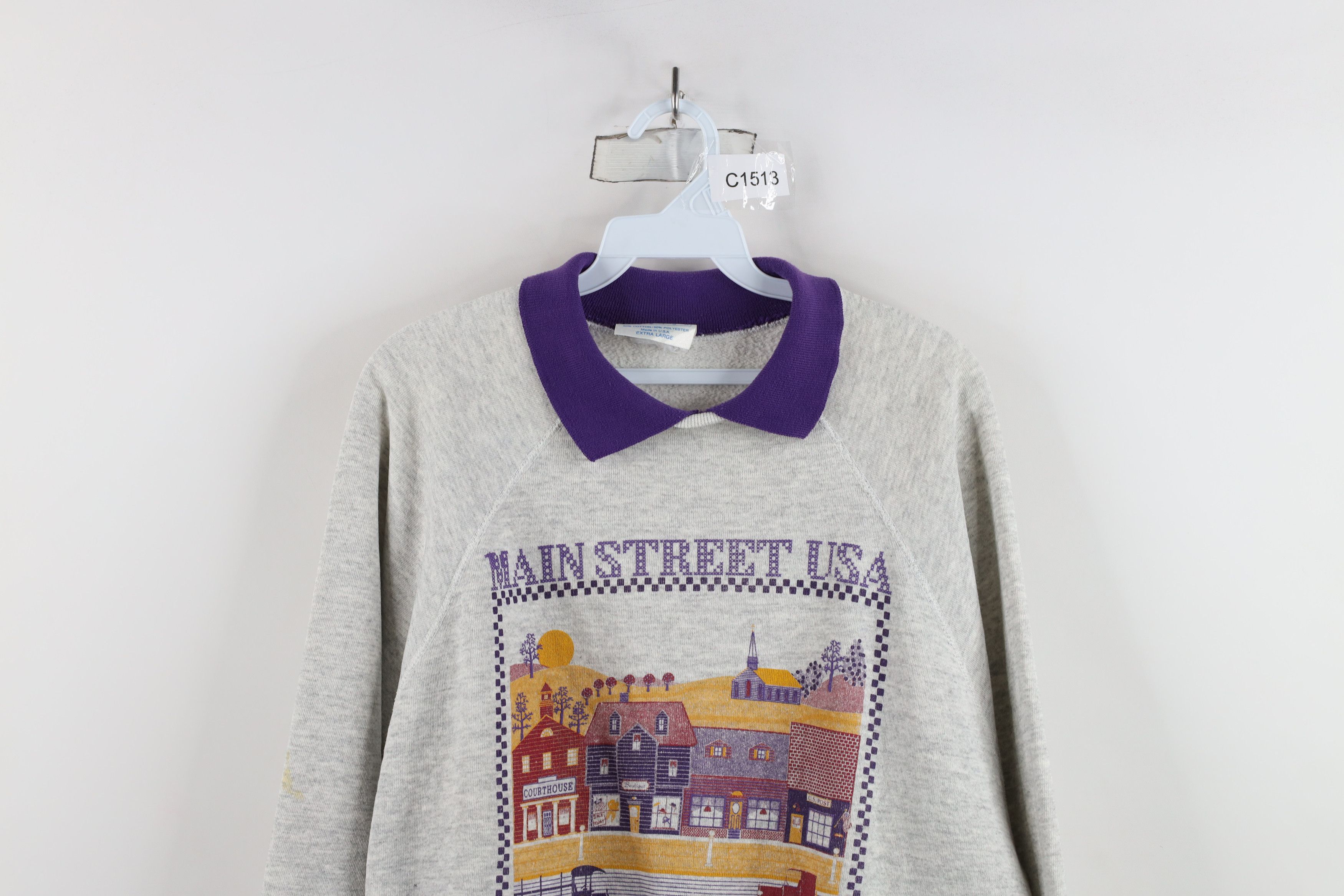 Vintage Vintage 90s Country Virginia Collared Sweatshirt Gray USA Size XL / US 12-14 / IT 48-50 - 2 Thumbnail