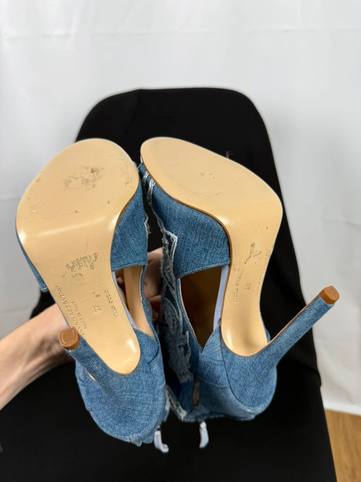 Ermanno Scervino Ermanno Scervino Denim Cloth Sandals Heels size 37 Size US 7 / IT 37 - 7 Thumbnail