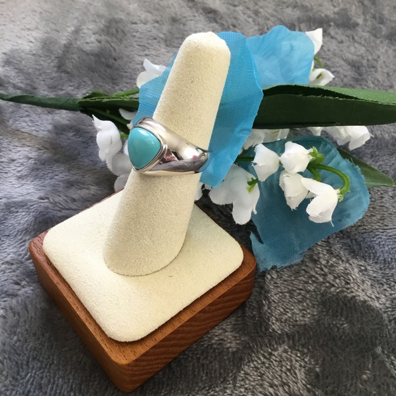 Other Sterling Silver Blue Stone Ring Size ONE SIZE - 2 Thumbnail