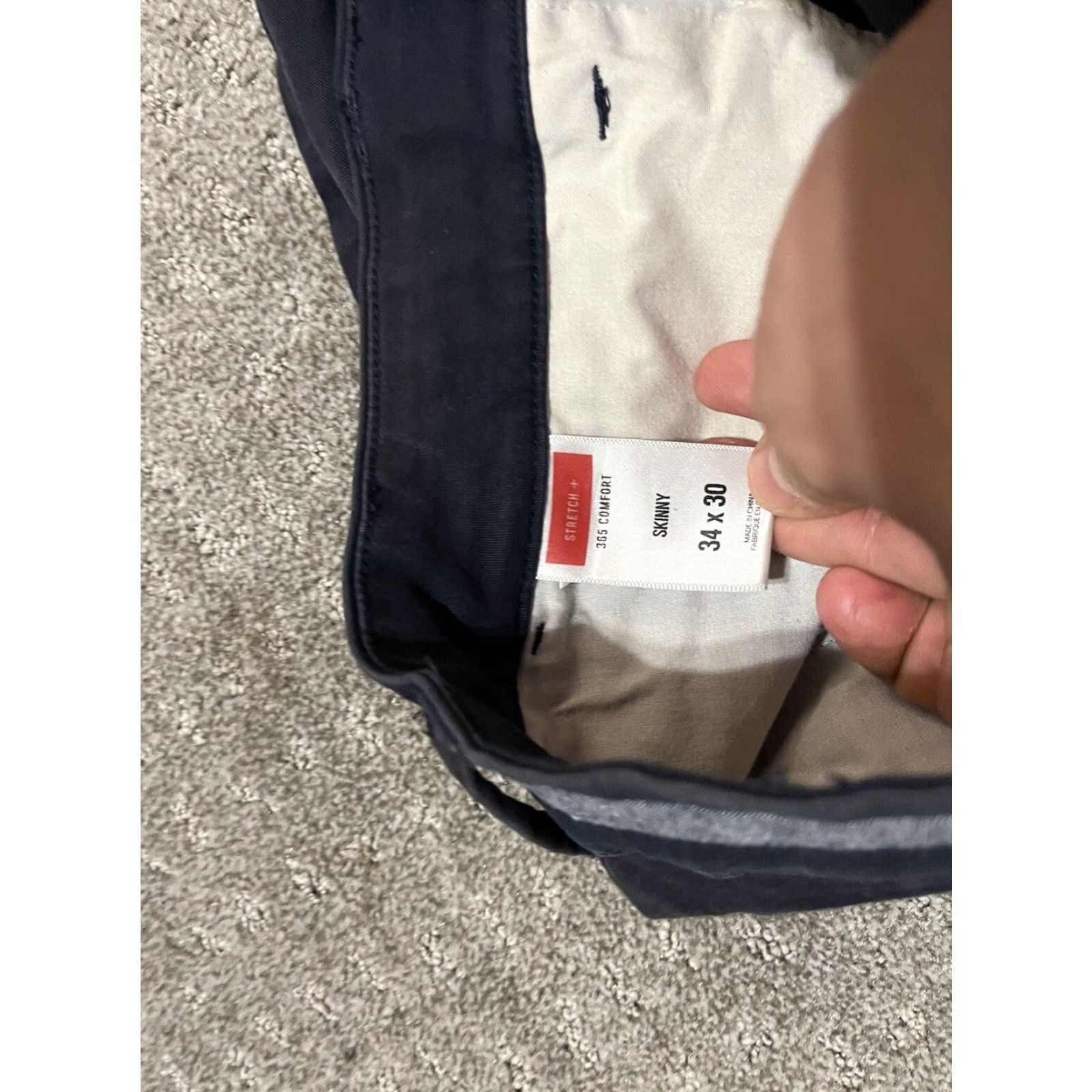 Express Express Comfort Skinny Chino Pants Men's 34x30 Navy Blue Flat Front Size US 34 / EU 50 - 6 Thumbnail